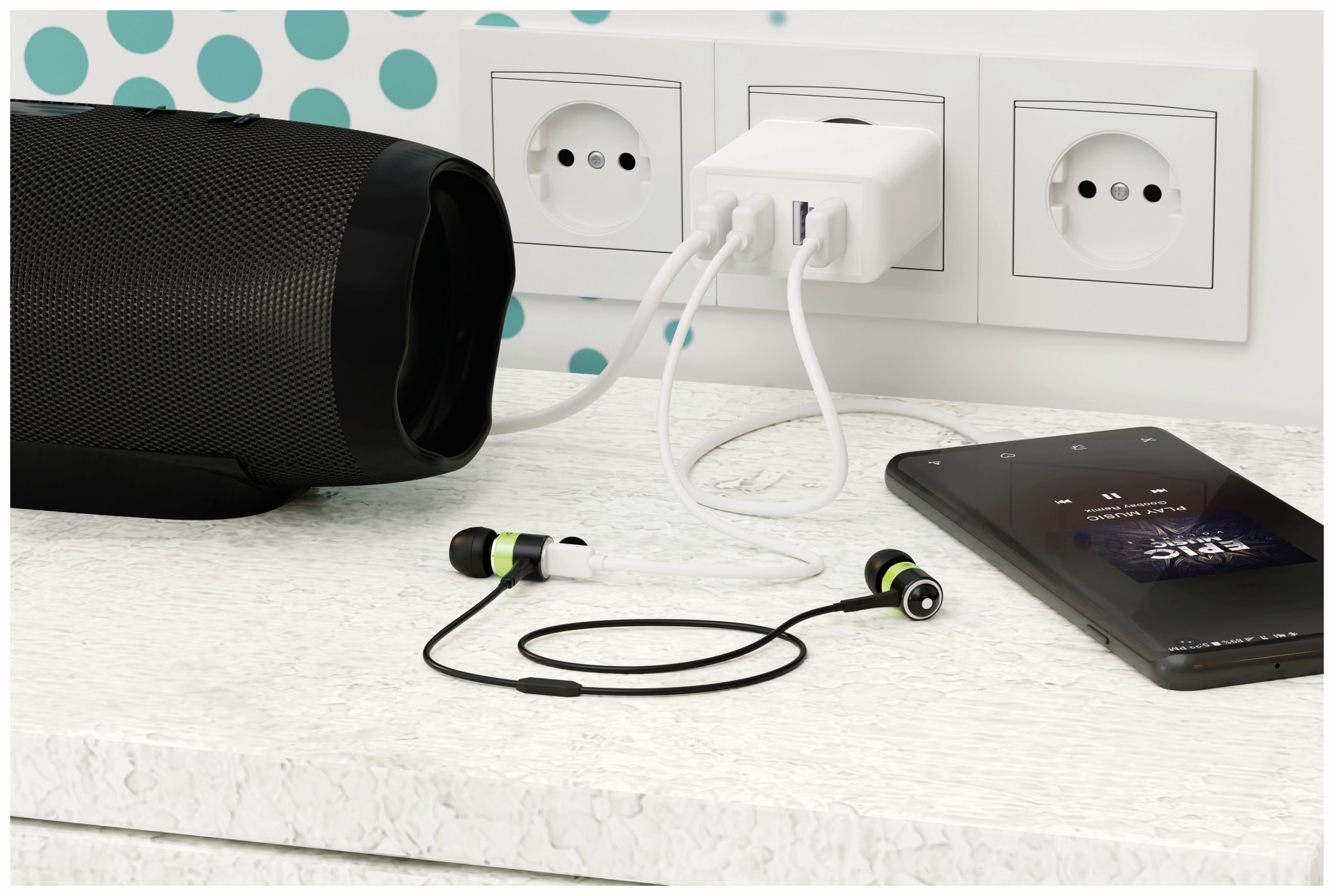 GOOBAY USB-Lader 44962, 4-fach, 3 A, 30 W, weiß