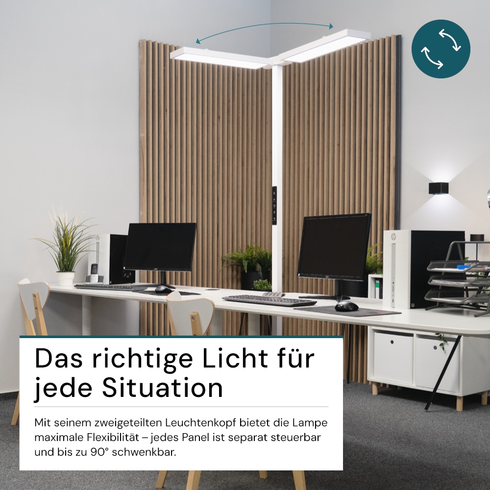 LUXULA LED-Büro-Stehleuchte, Up/Down, 120W, 4000K, EEK: F, 8500lm, IP20, dimmbar, weiß