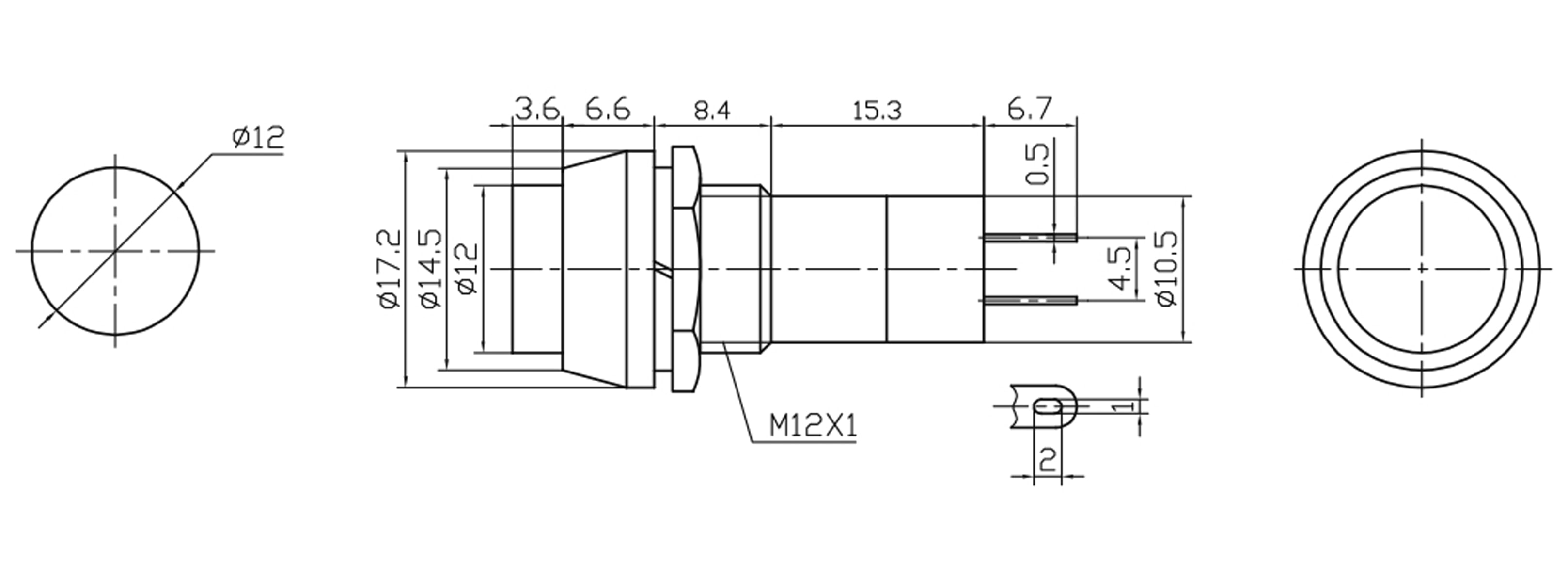 Einbau-Drucktaster PBS-11C, rund, Öffner, rot Einbau-Drucktaster PBS-11C, rund, Öffner, rot