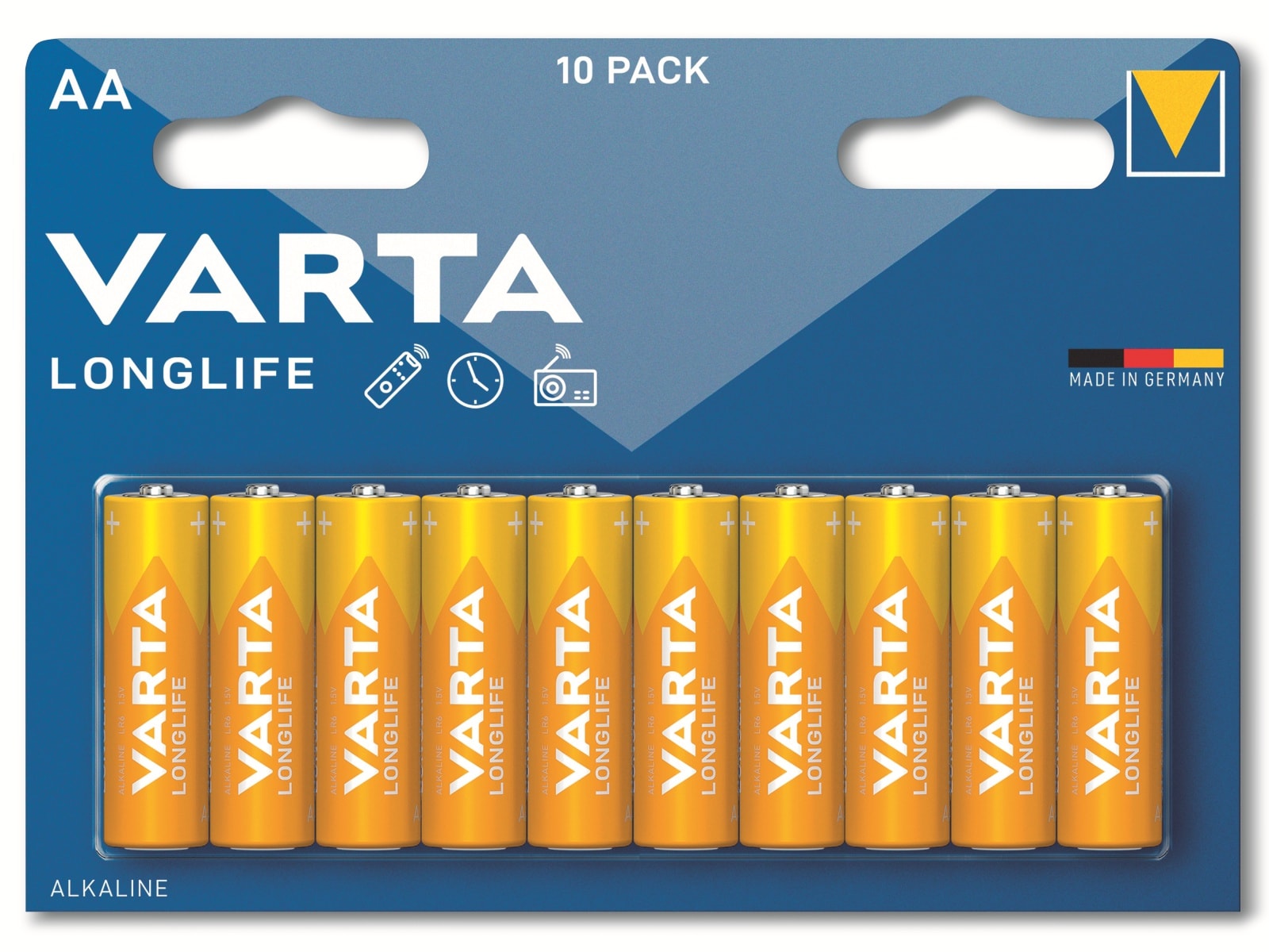 VARTA Batterie Alkaline, Mignon, AA, LR06, 1.5V, Longlife, 10 Stück