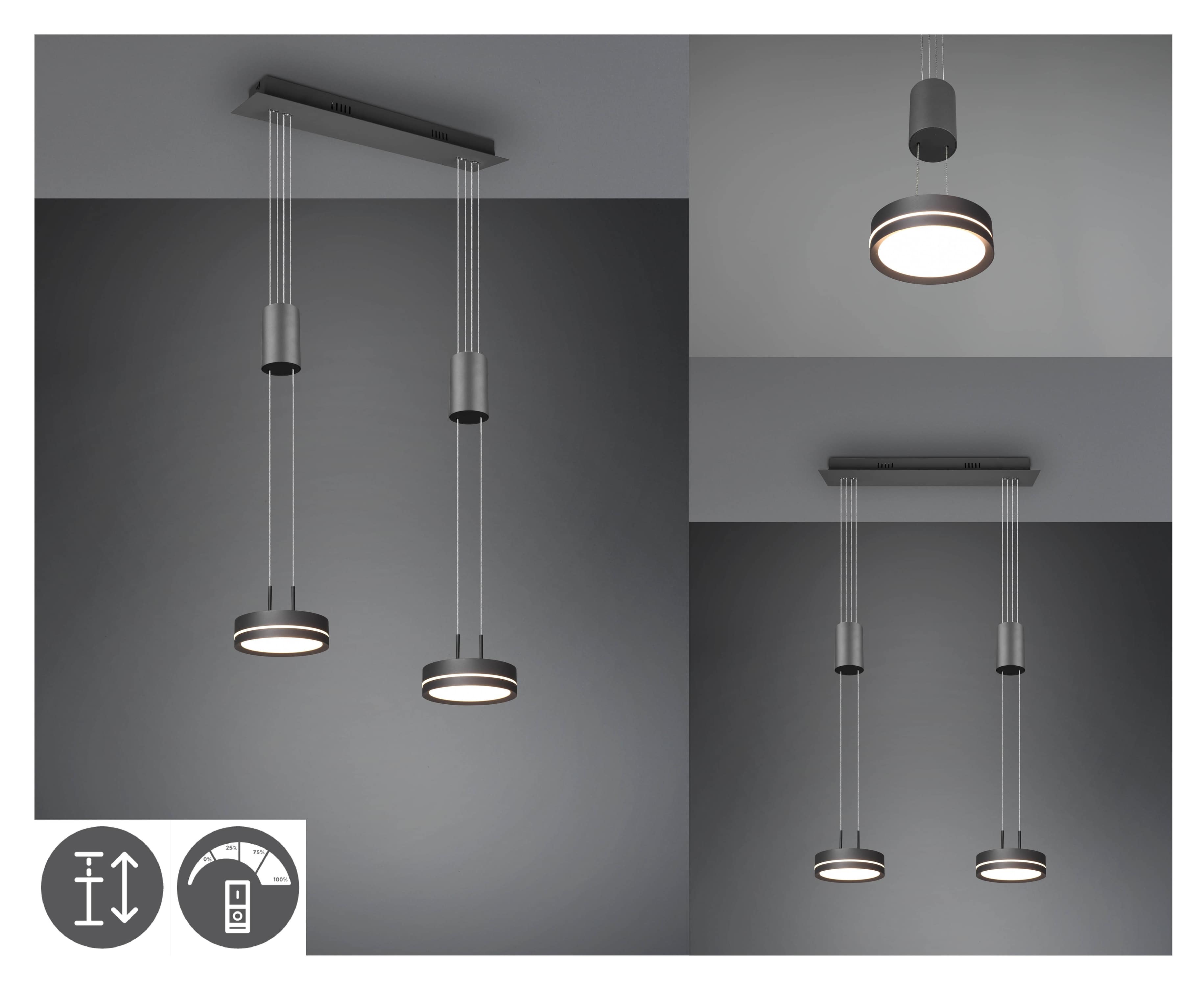 TRIO LED-Pendelleuchte Franklin 326510242 anthrazit 18 W, 2100 lm, 3000 K TRIO LED-Pendelleuchte Franklin 326510242 anthrazit 18 W, 2100 lm, 3000 K