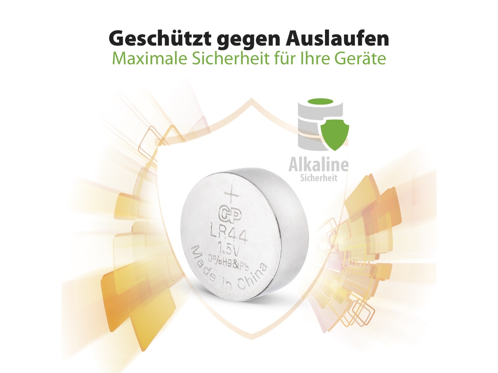 GP Knopfzelle LR44, Alkaline, 1,5 V-, 5 Stück GP Knopfzelle LR44, Alkaline, 1,5 V-, 5 Stück