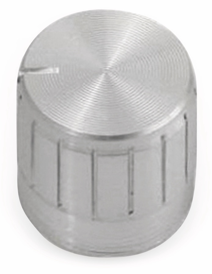 Aluminium-Drehknopf mit Zeigernase, 16x17 mm, silber