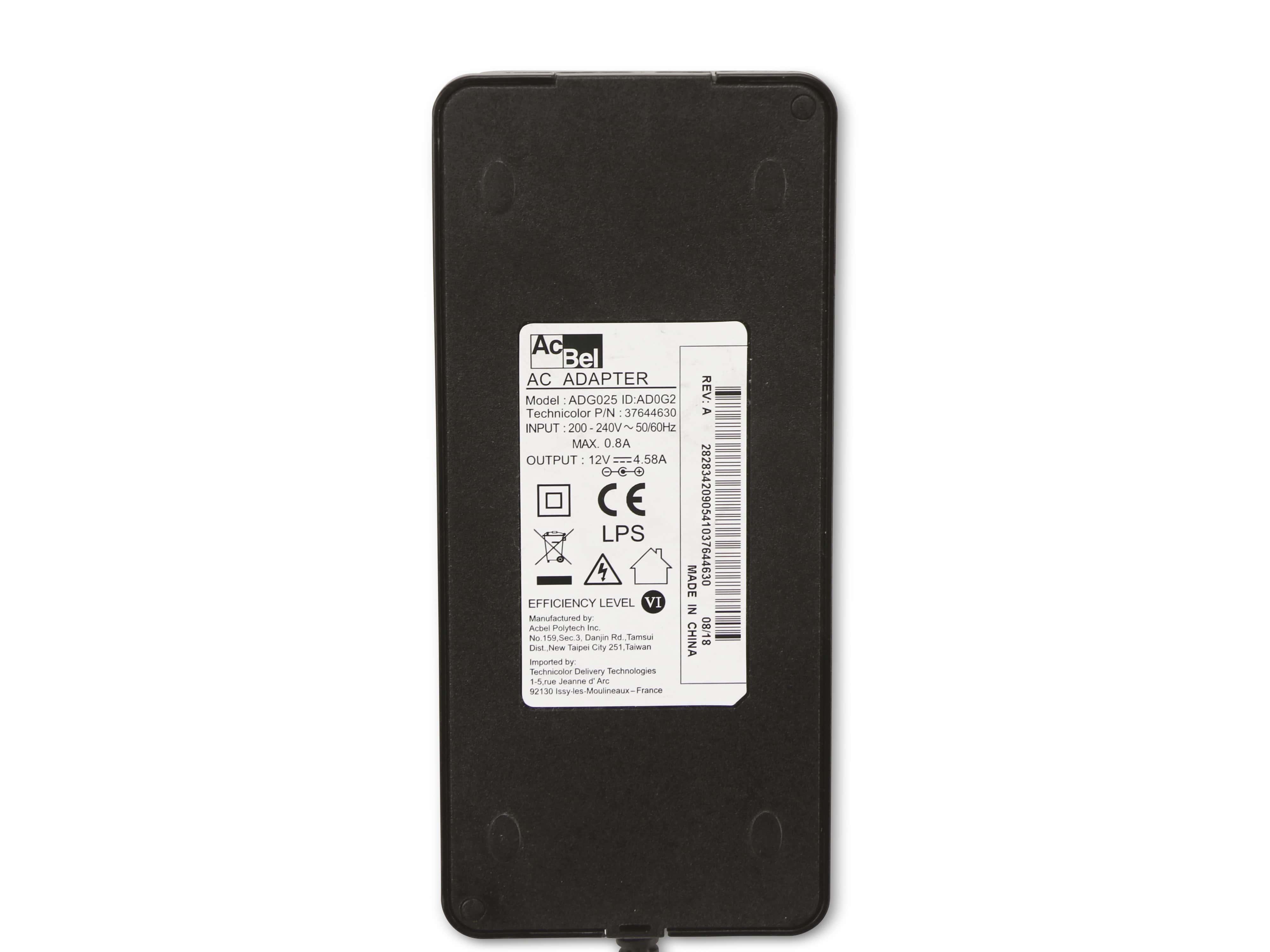 Schaltnetzteil, AC Bel, ADG025, 12 V-/4,58 A, Gebraucht Schaltnetzteil, AC Bel, ADG025, 12 V-/4,58 A, Gebraucht