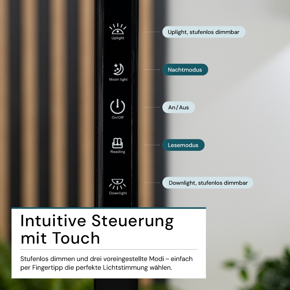 LUXULA LED-Büro-Stehleuchte, Up/Down, 100W, 4000K, EEK: F, 7000lm, IP20, dimmbar, schwarz