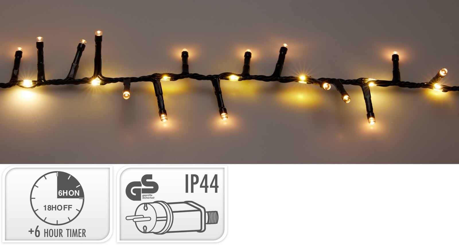 KOOPMAN LED-Clusterlichterkette warmweiß, 1410 LEDs, schwarzes Kabel, Innen/Außen, 23m