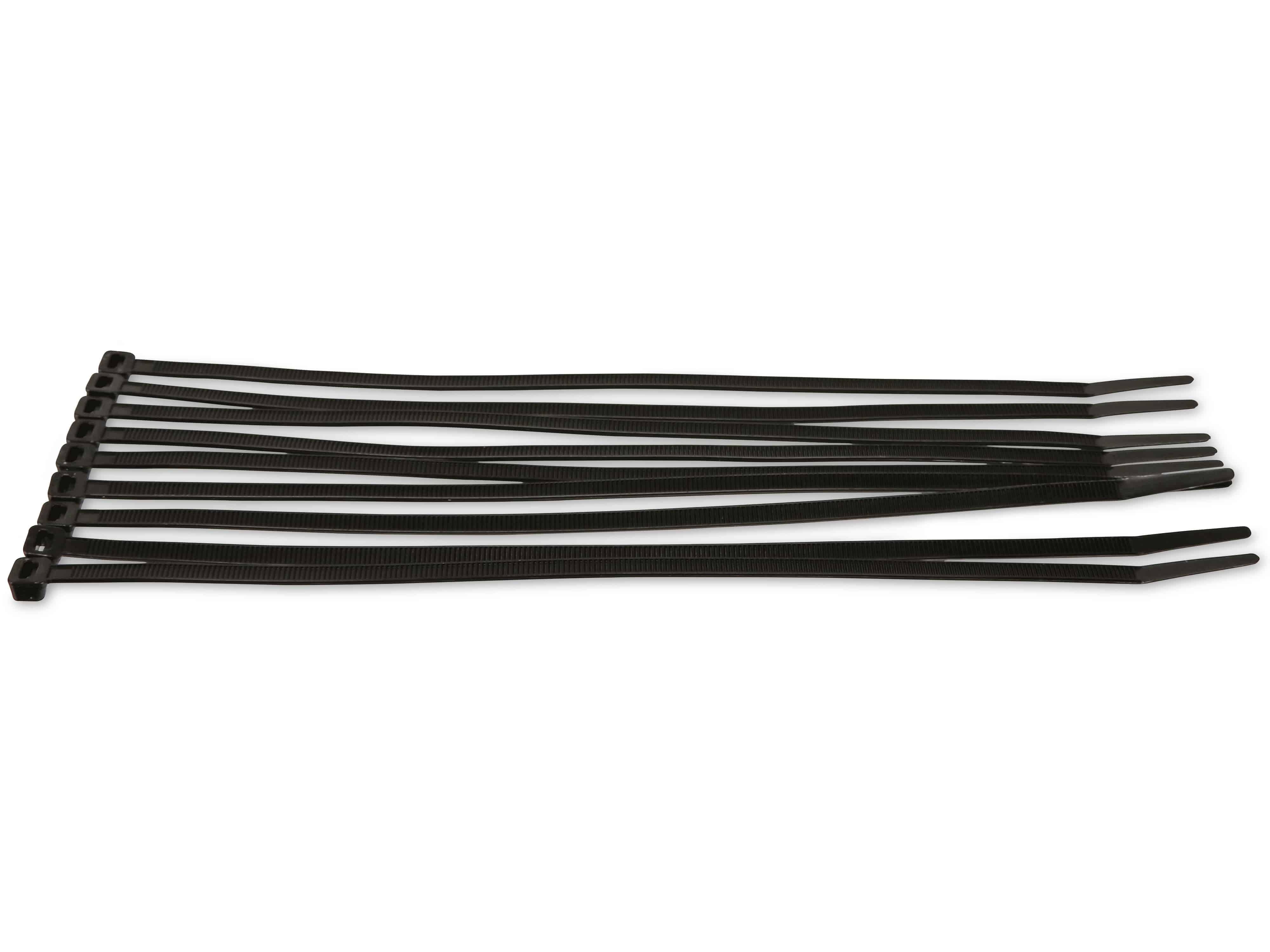 KSS Kabelbinder-Sortiment Polyamid 6.6, schwarz, 280x7,6, UV-beständig, 100 Stück