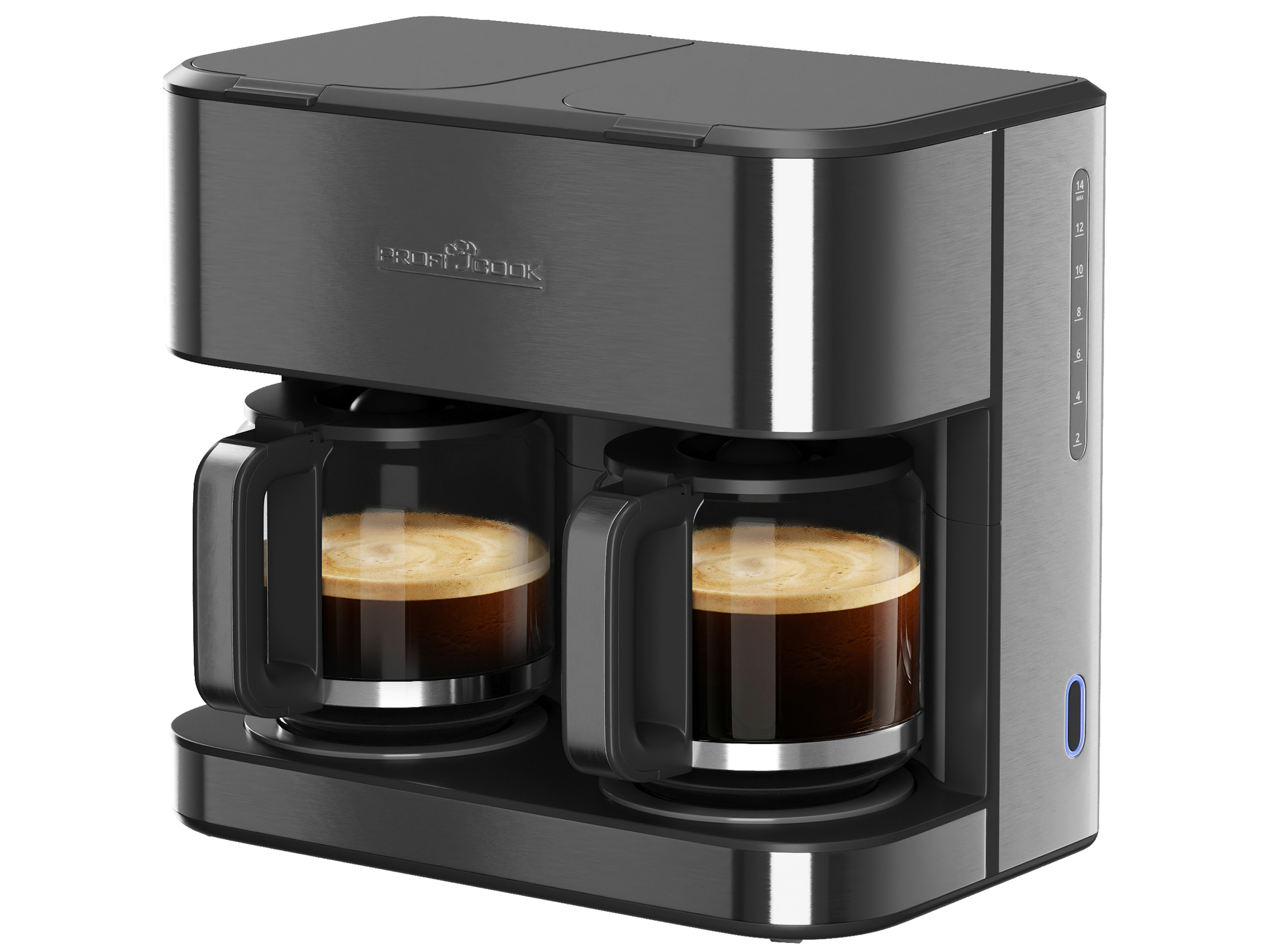 PROFI COOK Doppelkaffeemaschine PC-KAD 1308, 3,6 L, 2000 W, dark inox