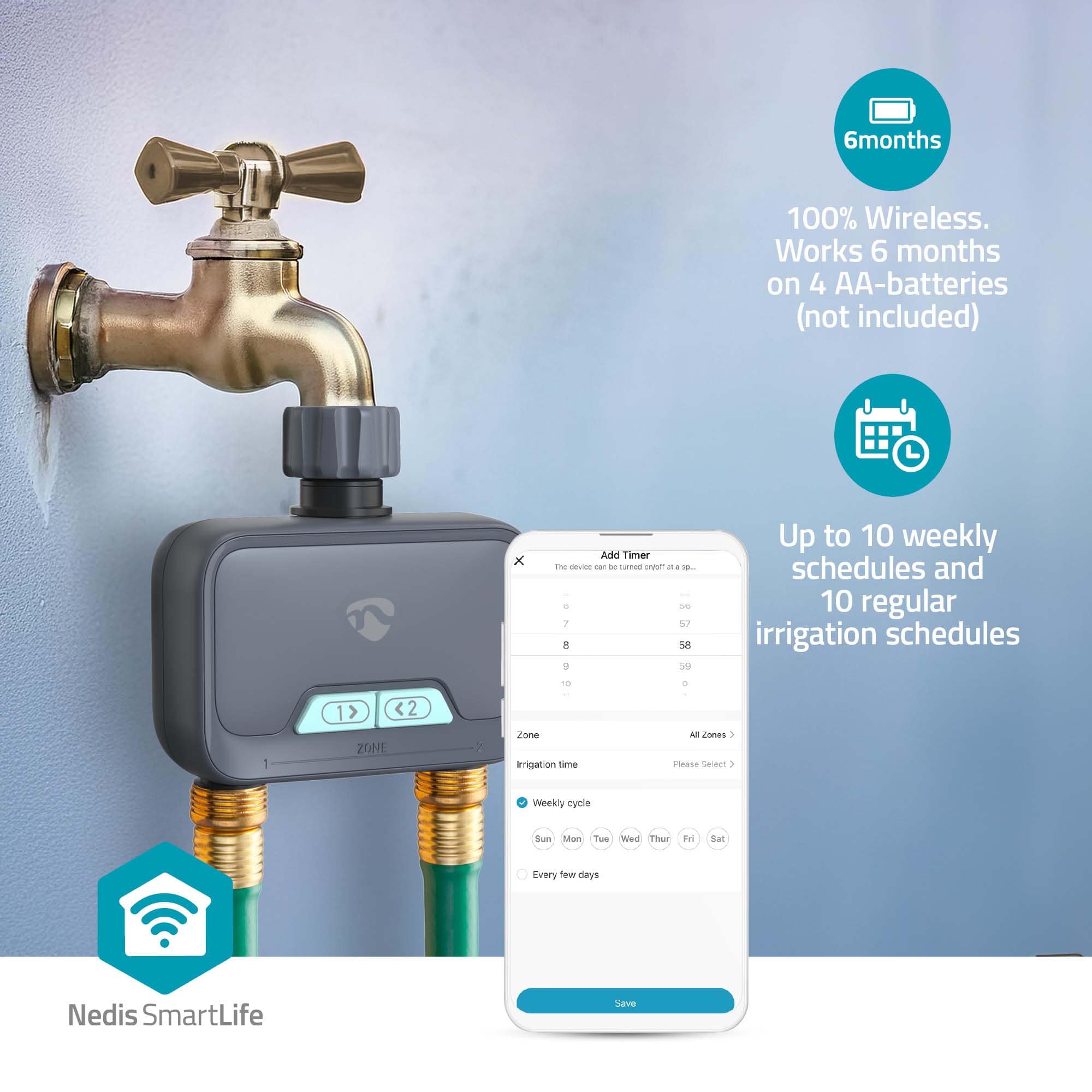 NEDIS Wassersteuerung SmartLife, grau