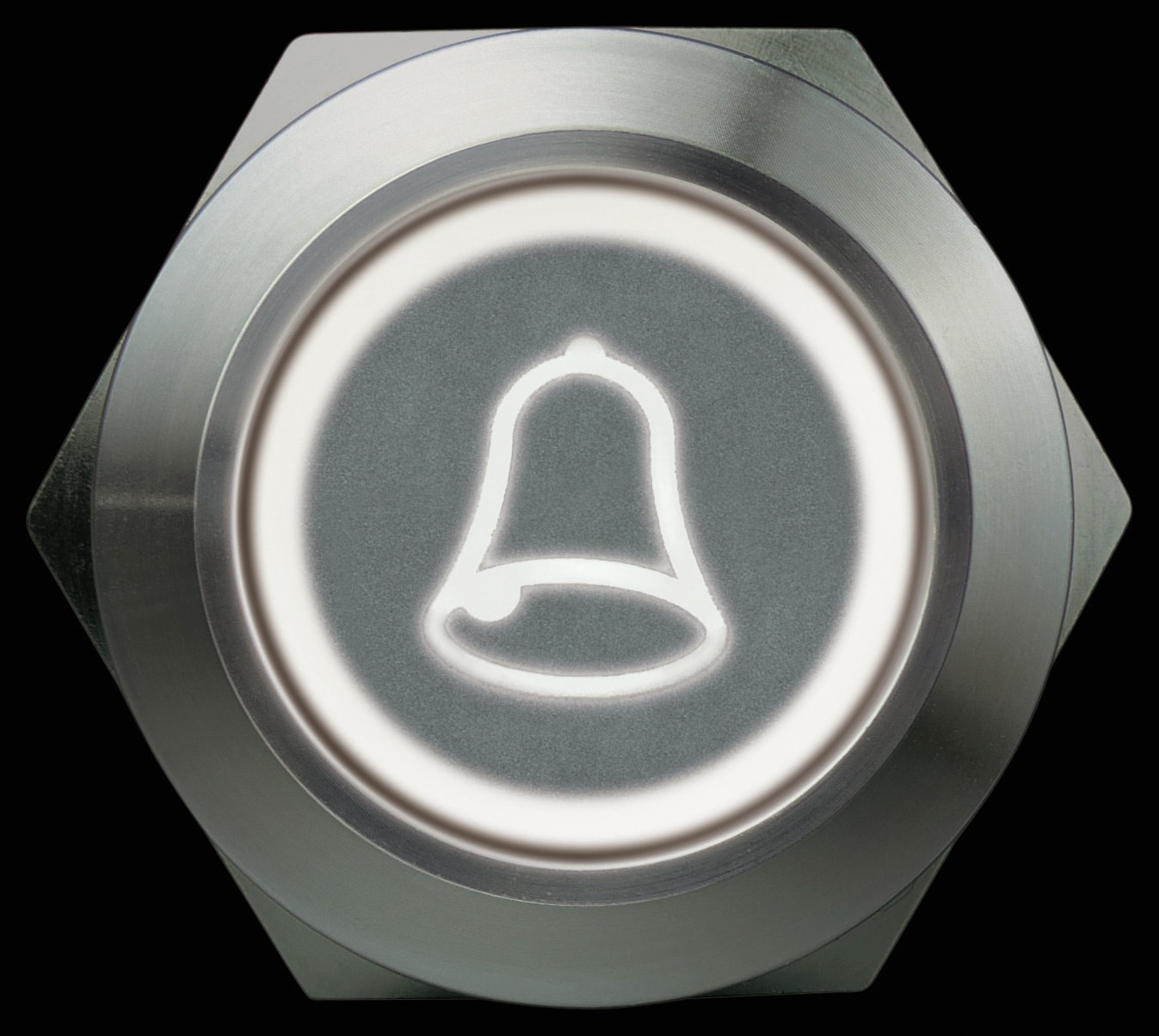 Drucktaster 1 Schließer, 1 Öffner, Metall mit Klingelsymbol und Beleuchtung Drucktaster 1 Schließer, 1 Öffner, Metall mit Klingelsymbol und Beleuchtung