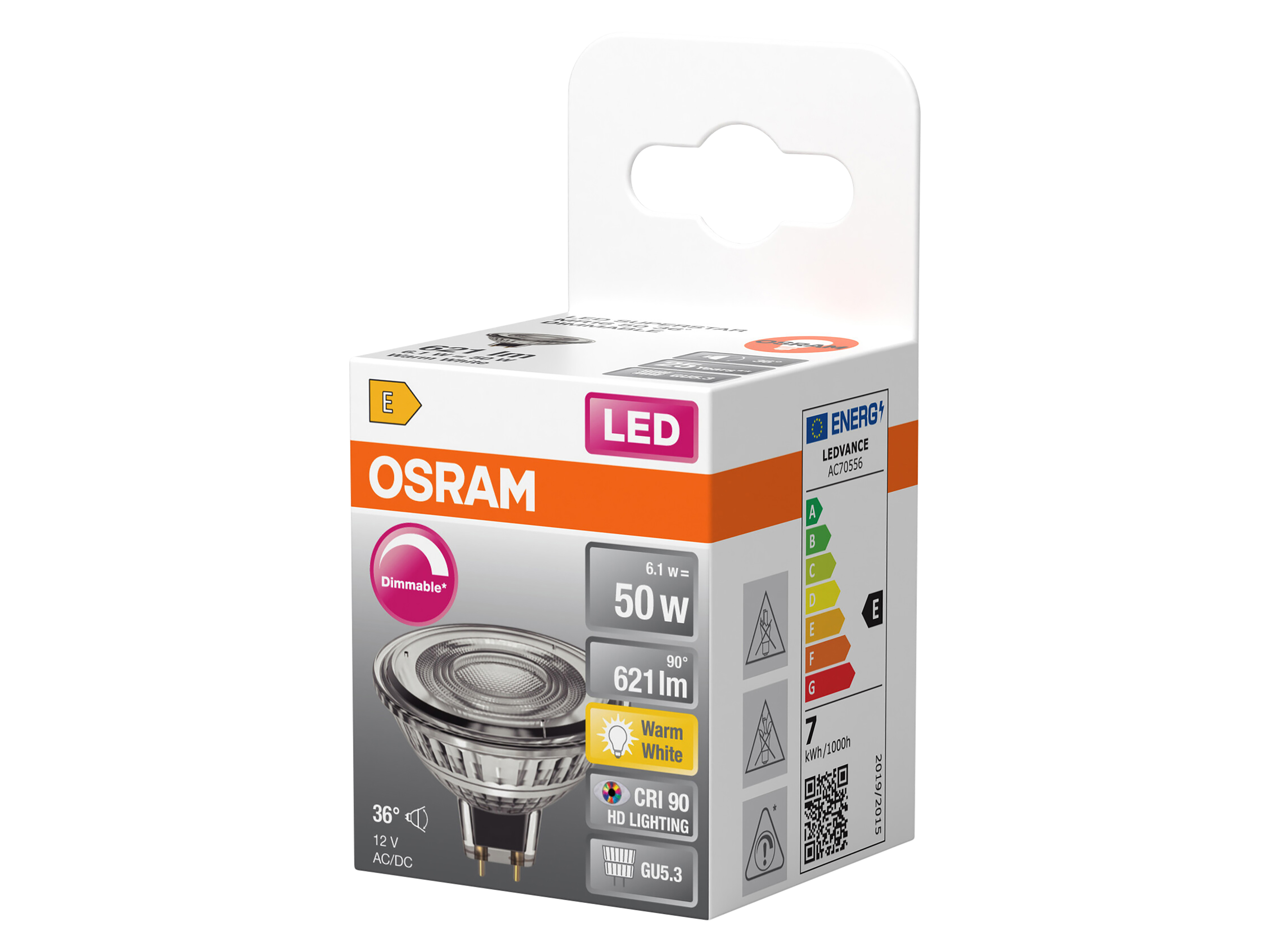 OSRAM LED-Lampe SUPERSTAR, dimmbar, GU5.3, 6,1W, 2700K, EEK: E, 621lm, IP20, warmweiß