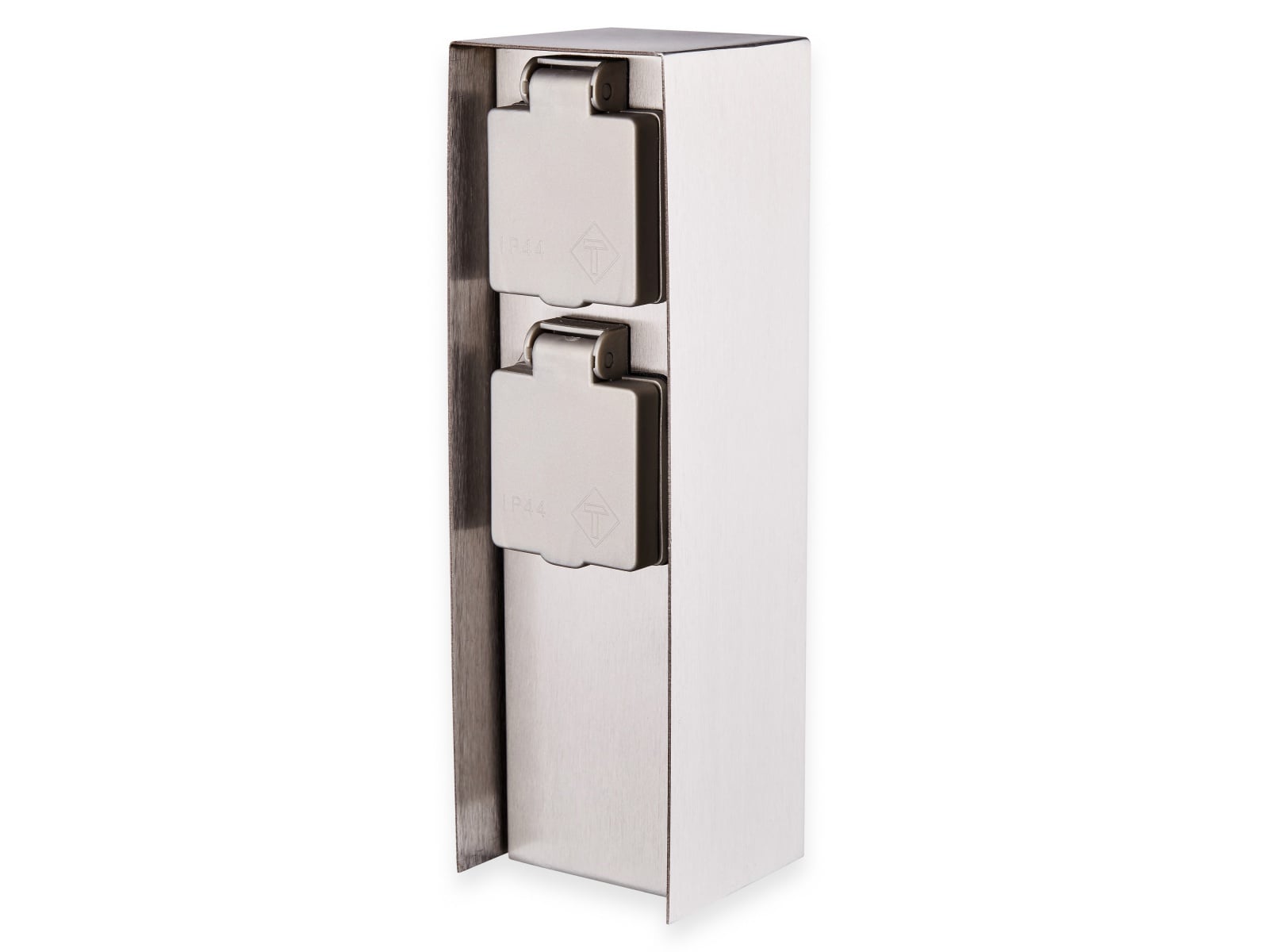 BOLD POWER Steckdosensäule Orio 10043, 2-fach, IP44, Eisen gebürstet BOLD POWER Steckdosensäule Orio 10043, 2-fach, IP44, Eisen gebürstet