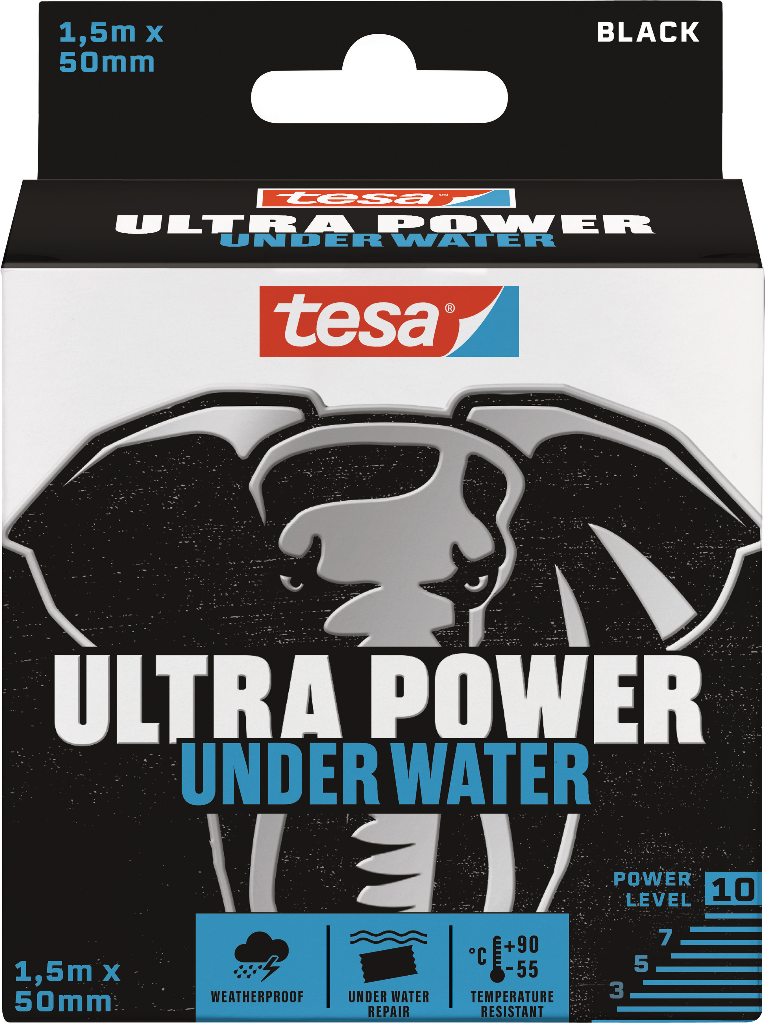 TESA Ultra Power Under Water, Reparaturband, 50 mm x 1,5 m, schwarz