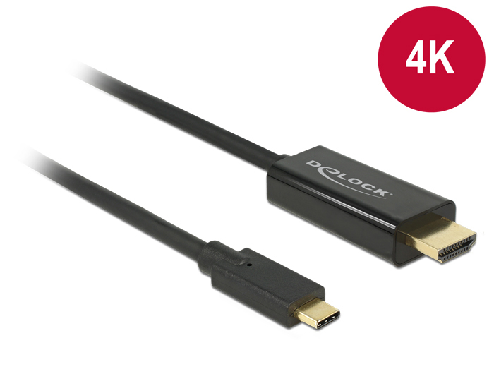 DELOCK USB-C HDMI-Kabel, Stecker-Stecker, 2 m, 4 K, 30 Hz, schwarz