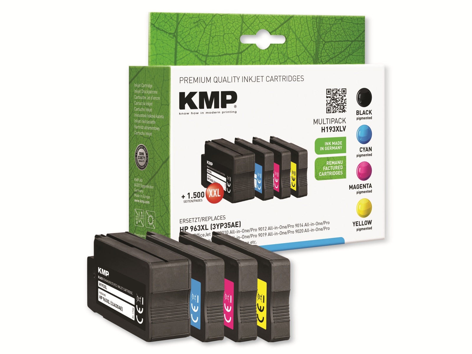 KMP  Tintenpatrone H193XV, Multipack, für HP OfficeJet