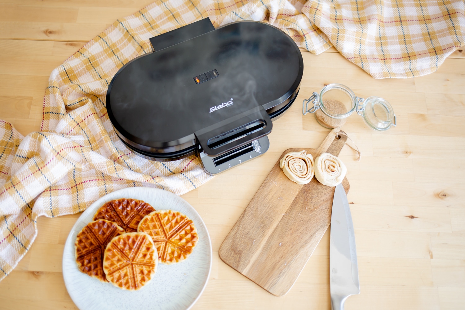 STEBA Doppel Waffeleisen WE 2, 2x5 Herzwaffeln, Ø15,5cm, antihaftbeschichtung