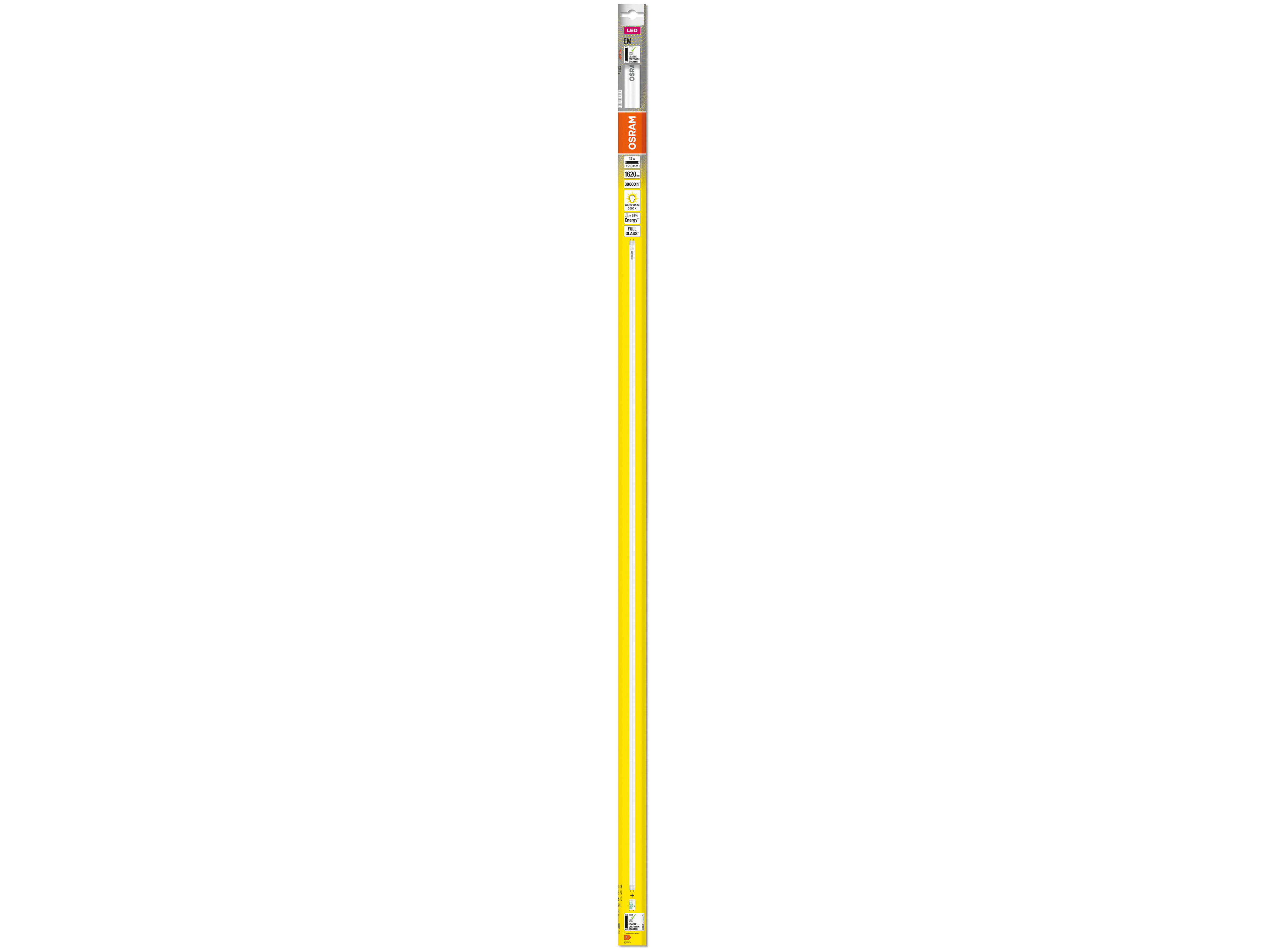 OSRAM LED-Röhre, T8, 1200mm, G13, EEK: F, 15W, 1620lm, 3000K