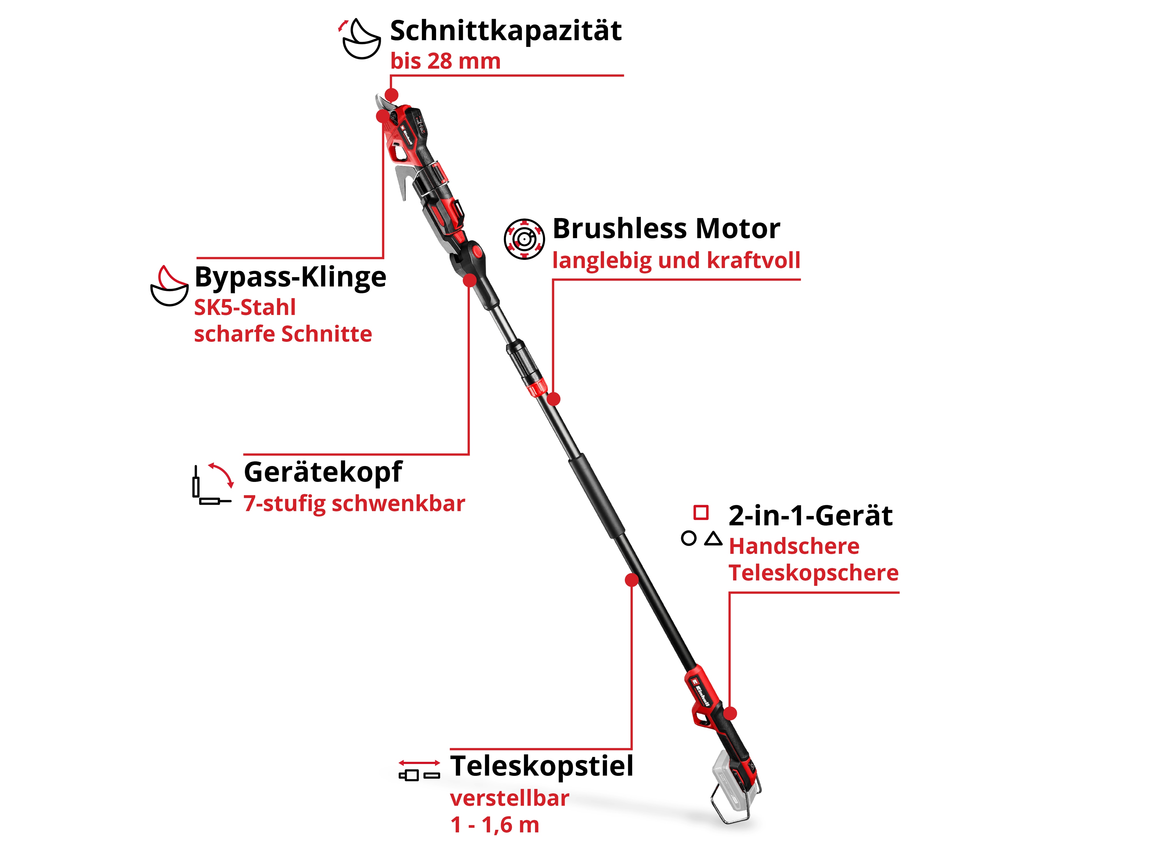EINHELL PROFESSIONAL Akku-Astschere GP-LS 18/28 Li T BL Kit (1x 4,0 Ah)
