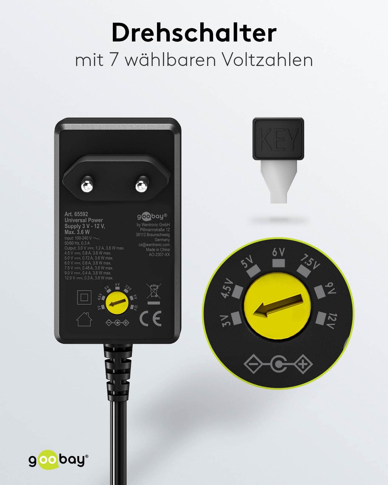 GOOBAY Universal-Netzteil 65592, 3-12V, 3,6W, mit 11 Adaptern GOOBAY Universal-Netzteil 65592, 3-12V, 3,6W, mit 11 Adaptern