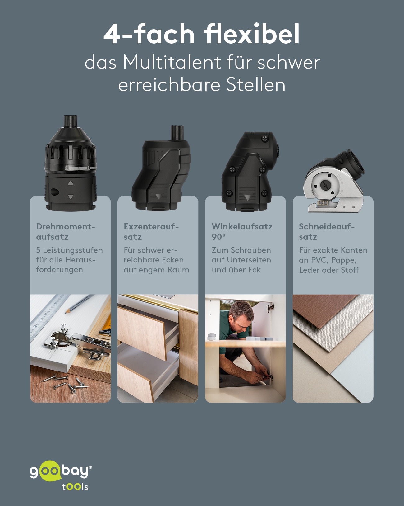 GOOBAY TOOLS 4in1 Mini-Akkuschrauber-Set, 77817, 35-teilig