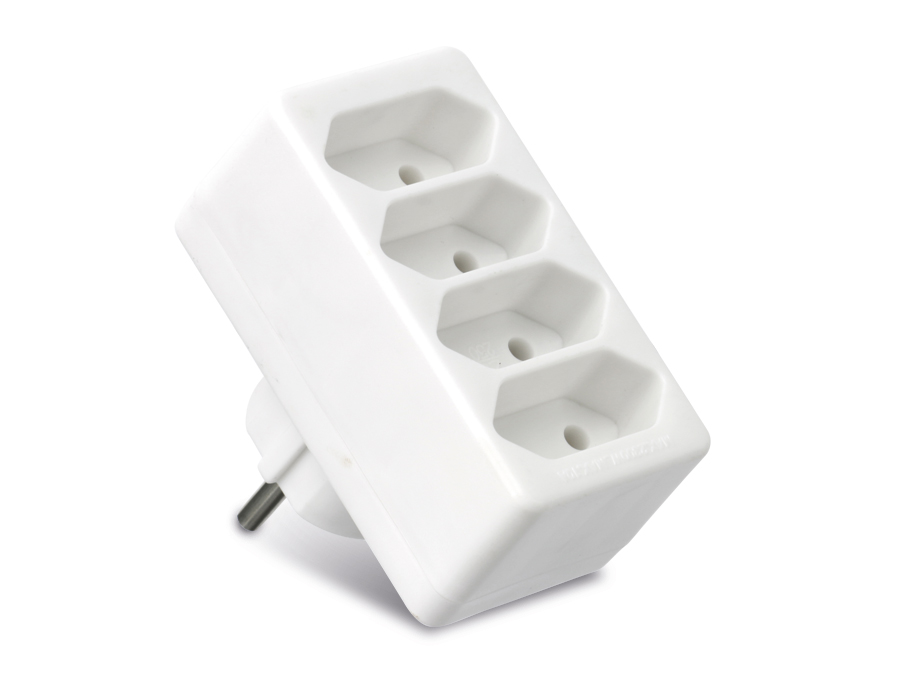 AS SCHWABE Euro-Vierfach-Stecker, weiß AS SCHWABE Euro-Vierfach-Stecker, weiß