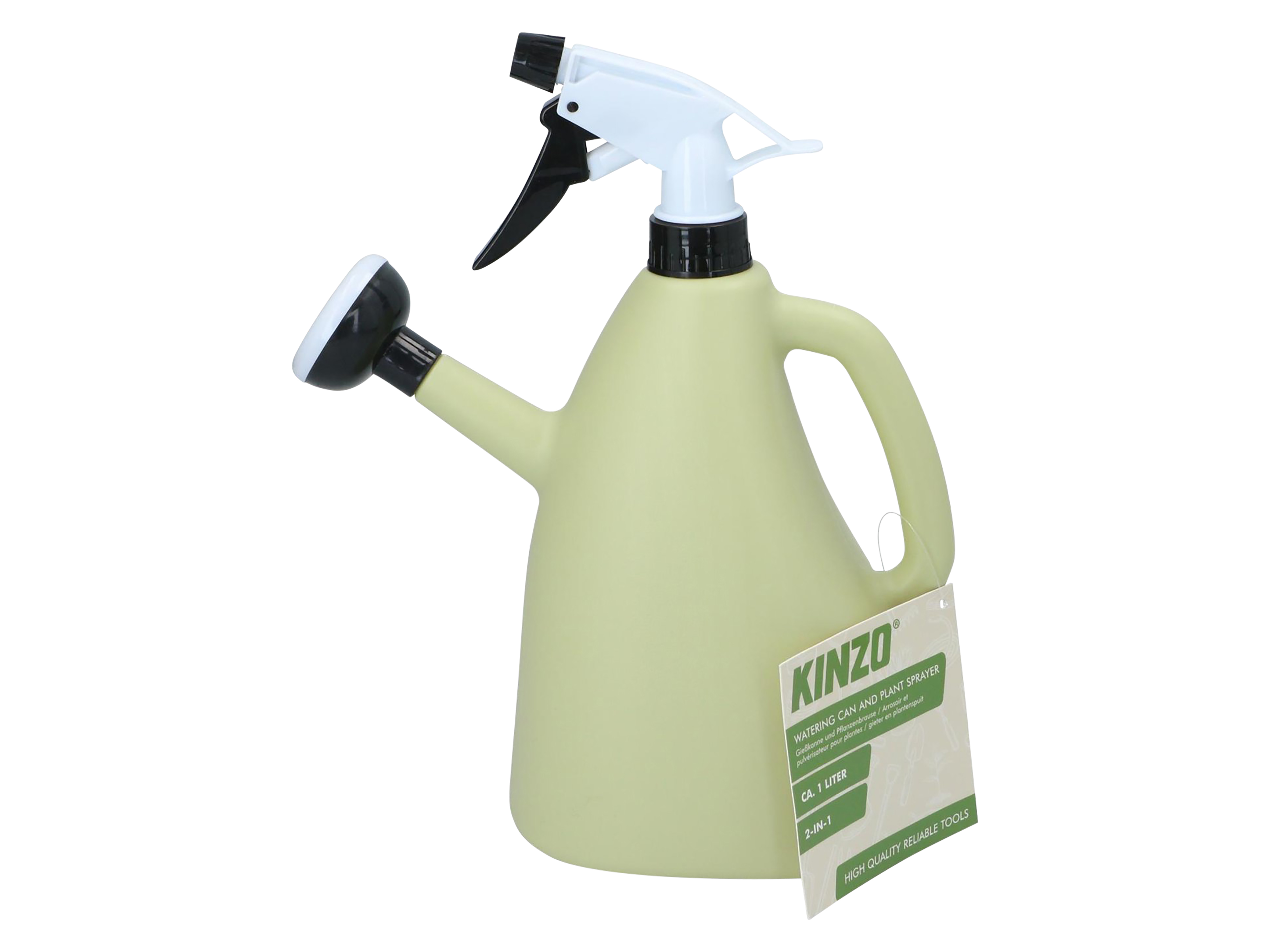 KINZO Gießkanne und Pflanzenbrause, Grün, 1 L