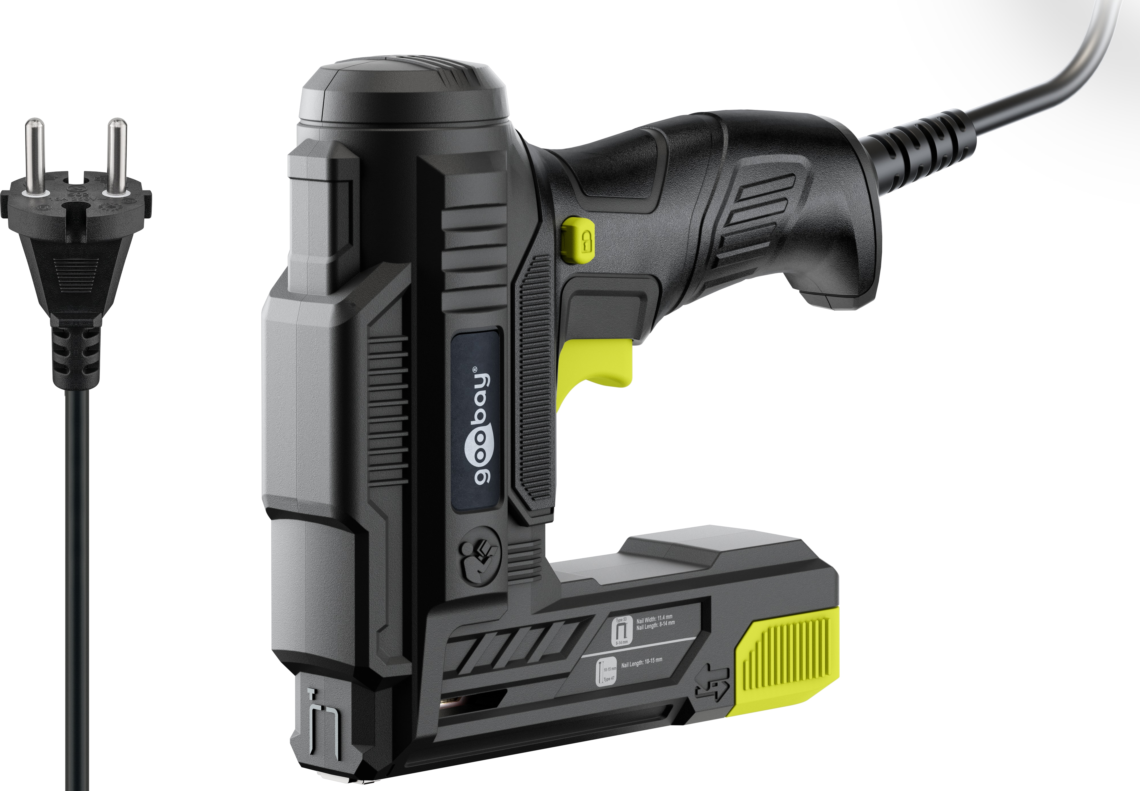 GOOBAY TOOLS 2in1 Elektrotacker-Set, 77820, mit 400 Tackernadeln und 100 Nägeln