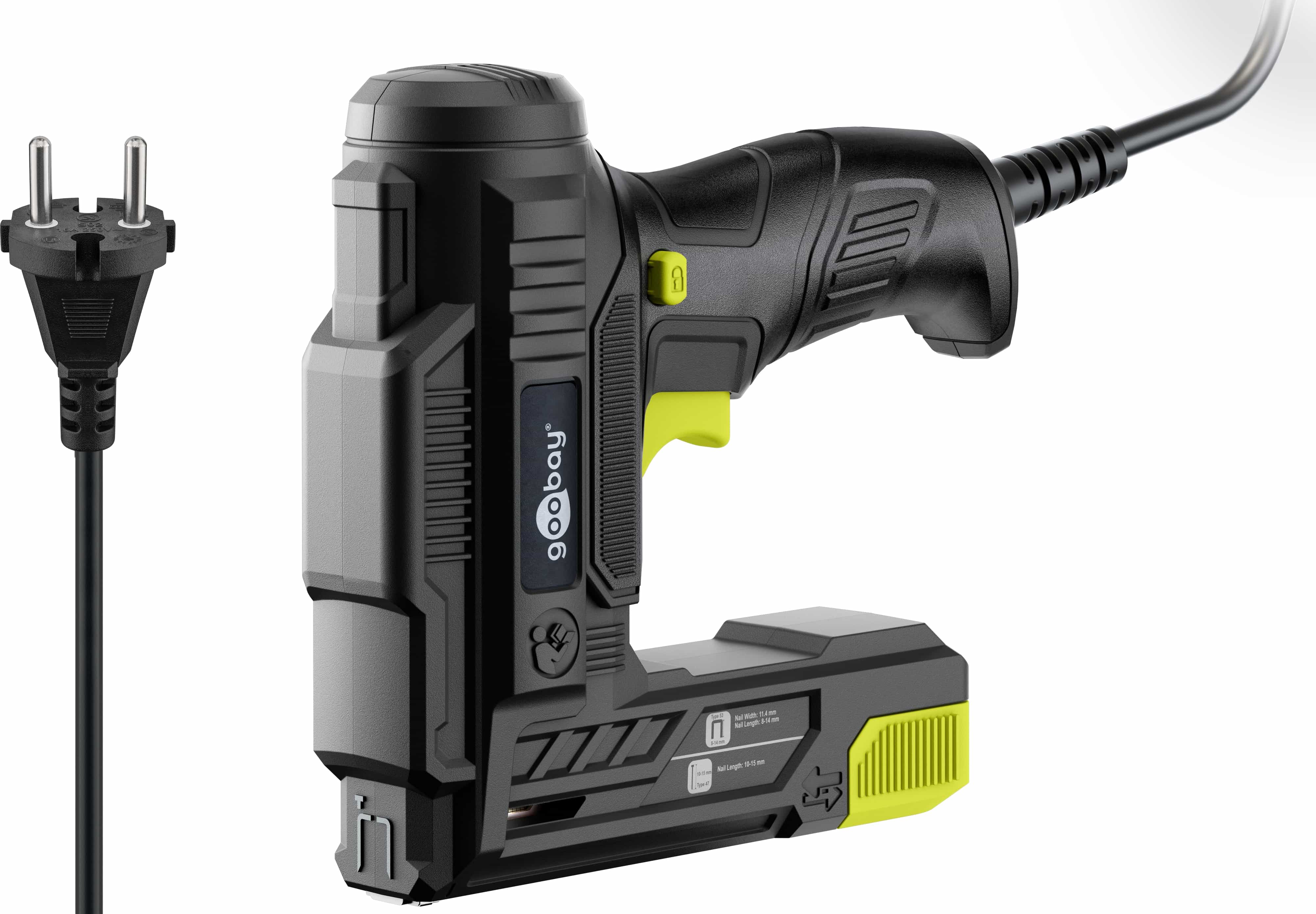 GOOBAY TOOLS 2in1 Elektrotacker-Set, 77820, mit 400 Tackernadeln und 100 Nägeln