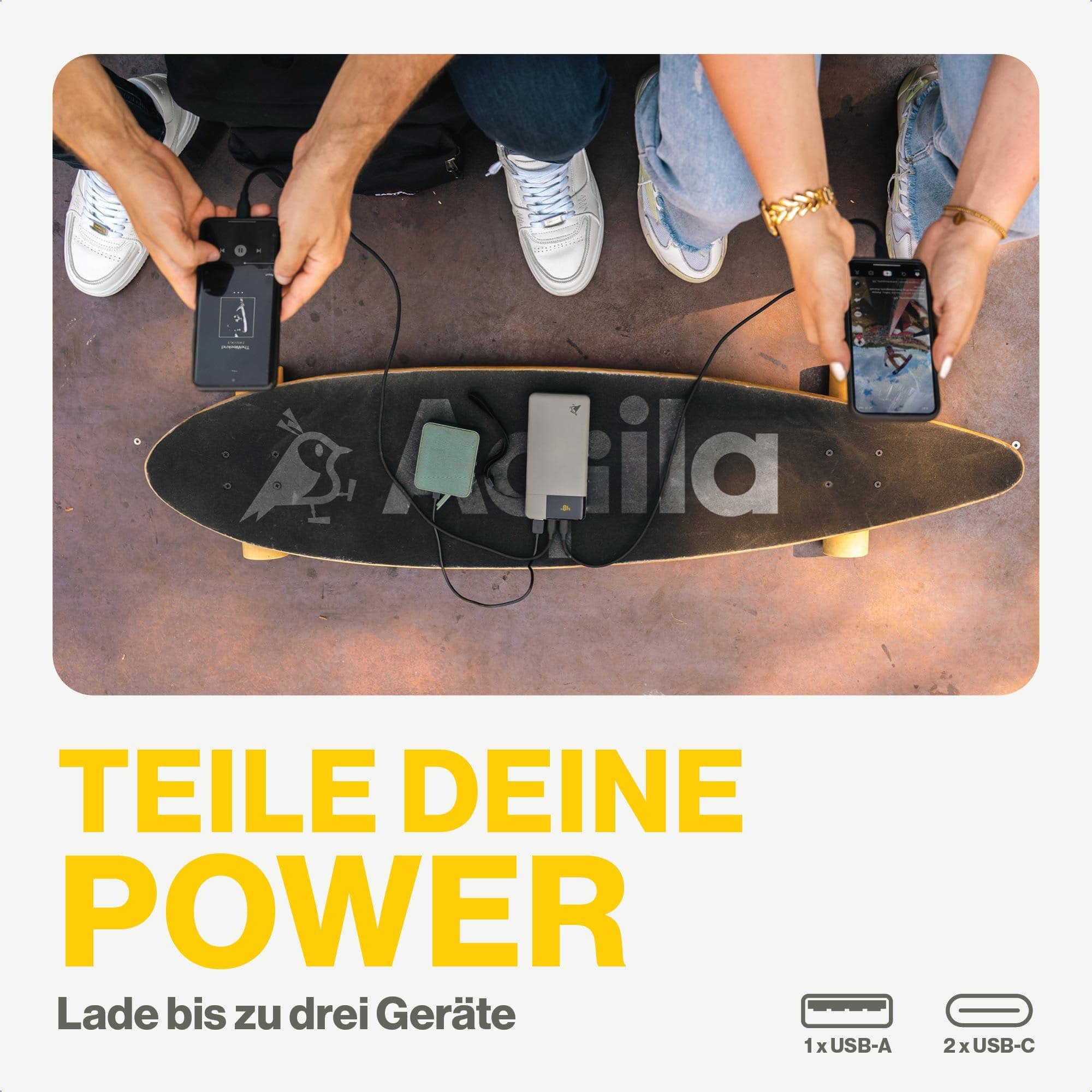 AQIILA Powerbank Powerbird B20+, 65 W, 20.000mAh, 1x USB-A, 2x USB-C, moosgrün AQIILA Powerbank Powerbird B20+, 65 W, 20.000mAh, 1x USB-A, 2x USB-C, moosgrün