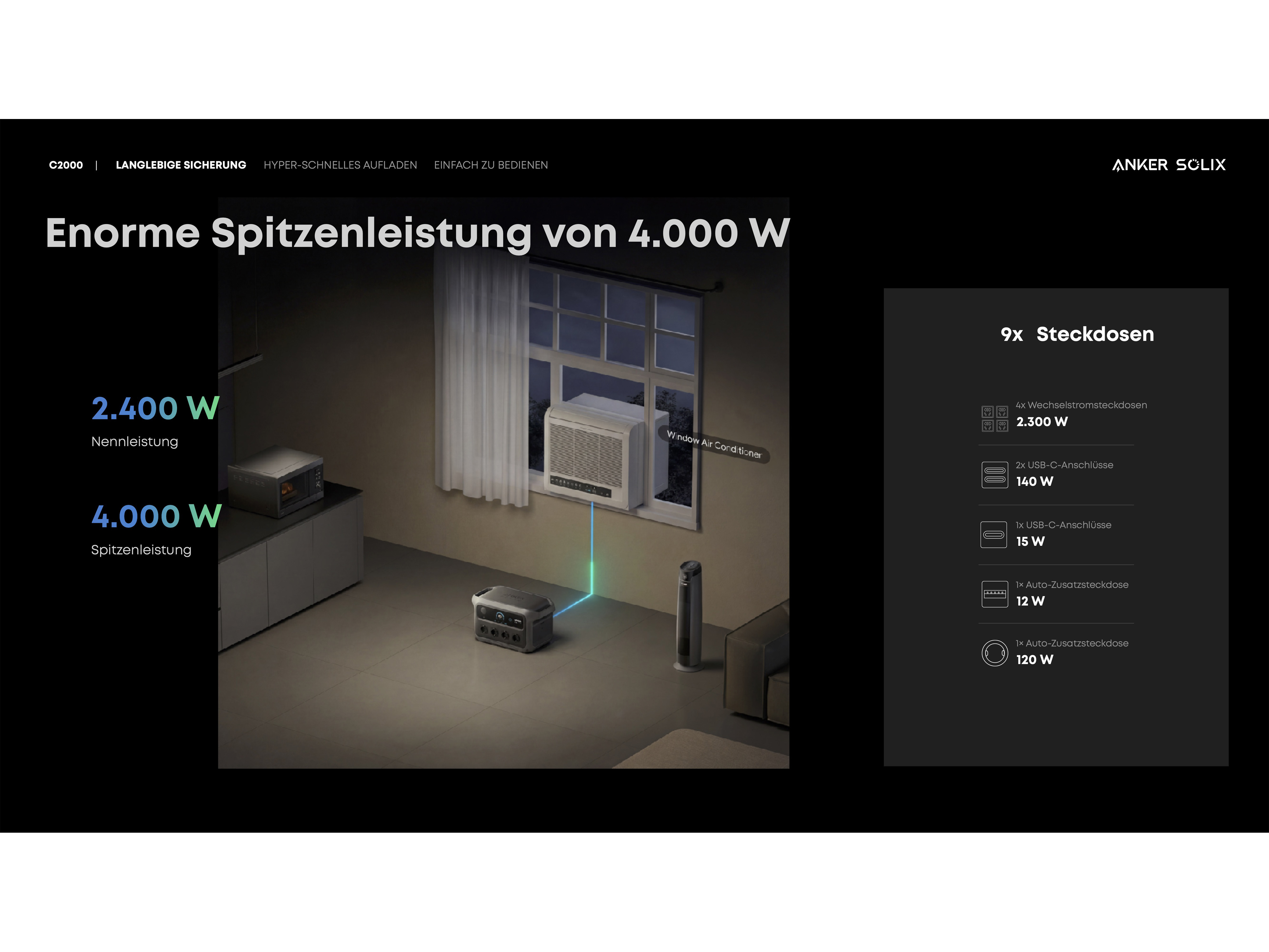 Powerstation ANKER SOLIX C 2000 Gen2, 2048 Wh