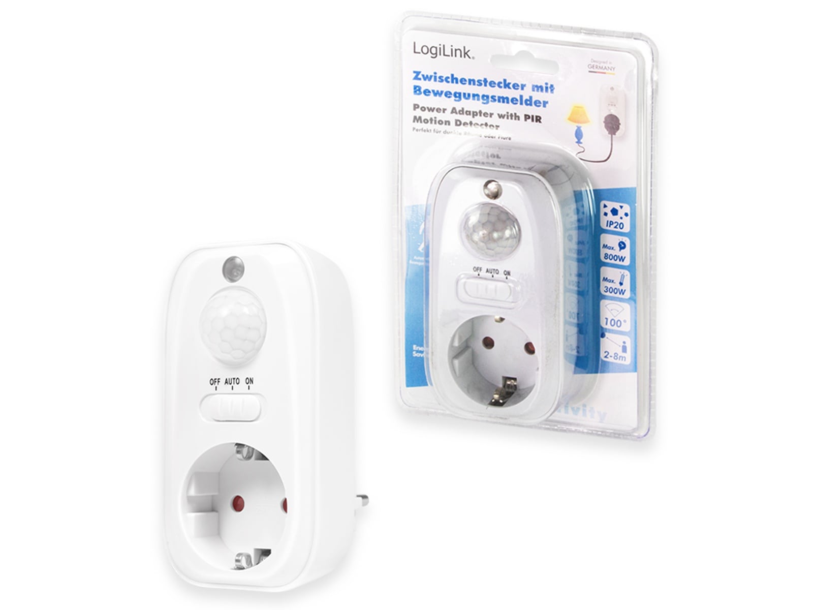 LOGILINK Steckdose mit Bewegungsmelder PA0248, weiß