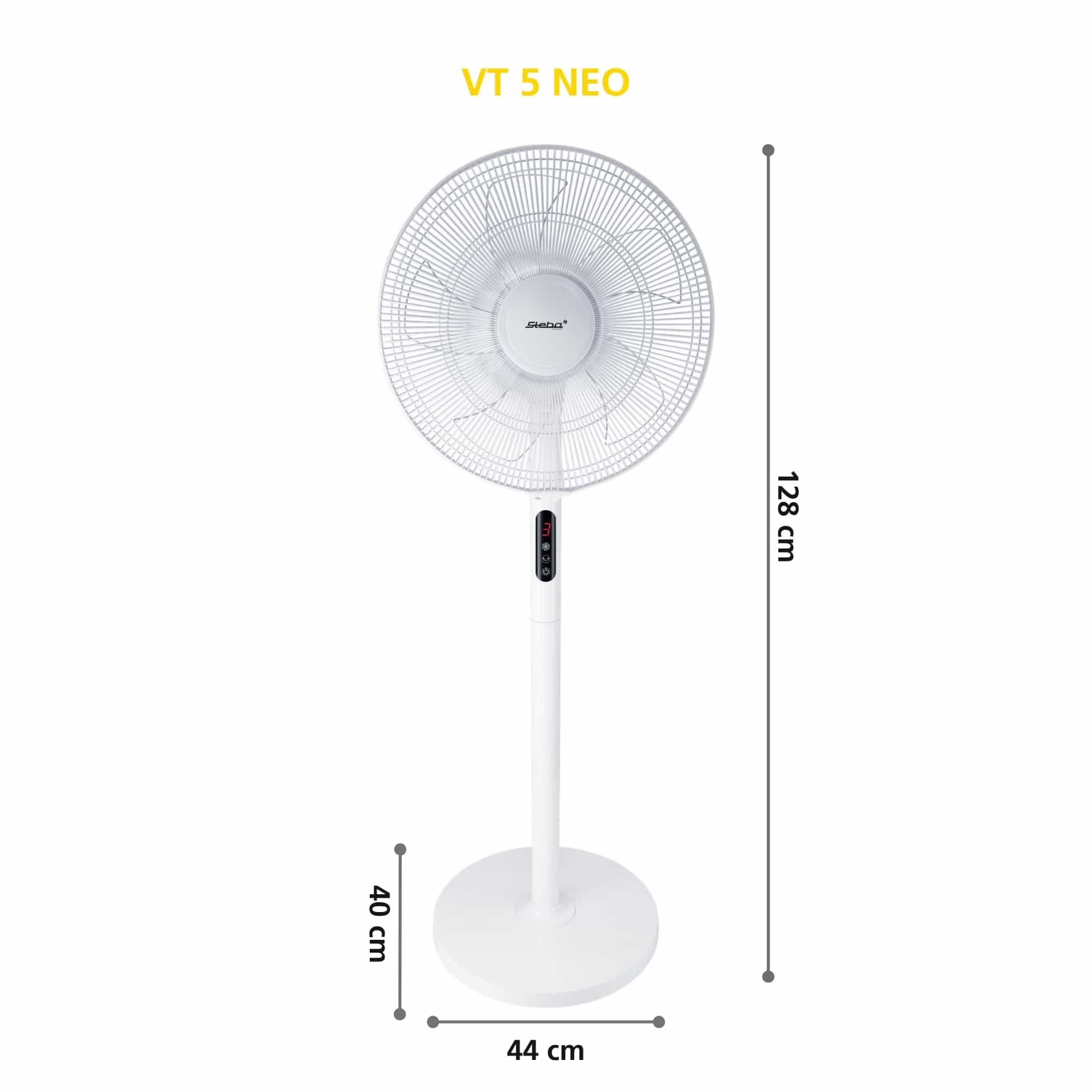 STEBA Standventilator VT 5 NEO, 3 Stufen, Timer, Oszillation, mit FB, weiß