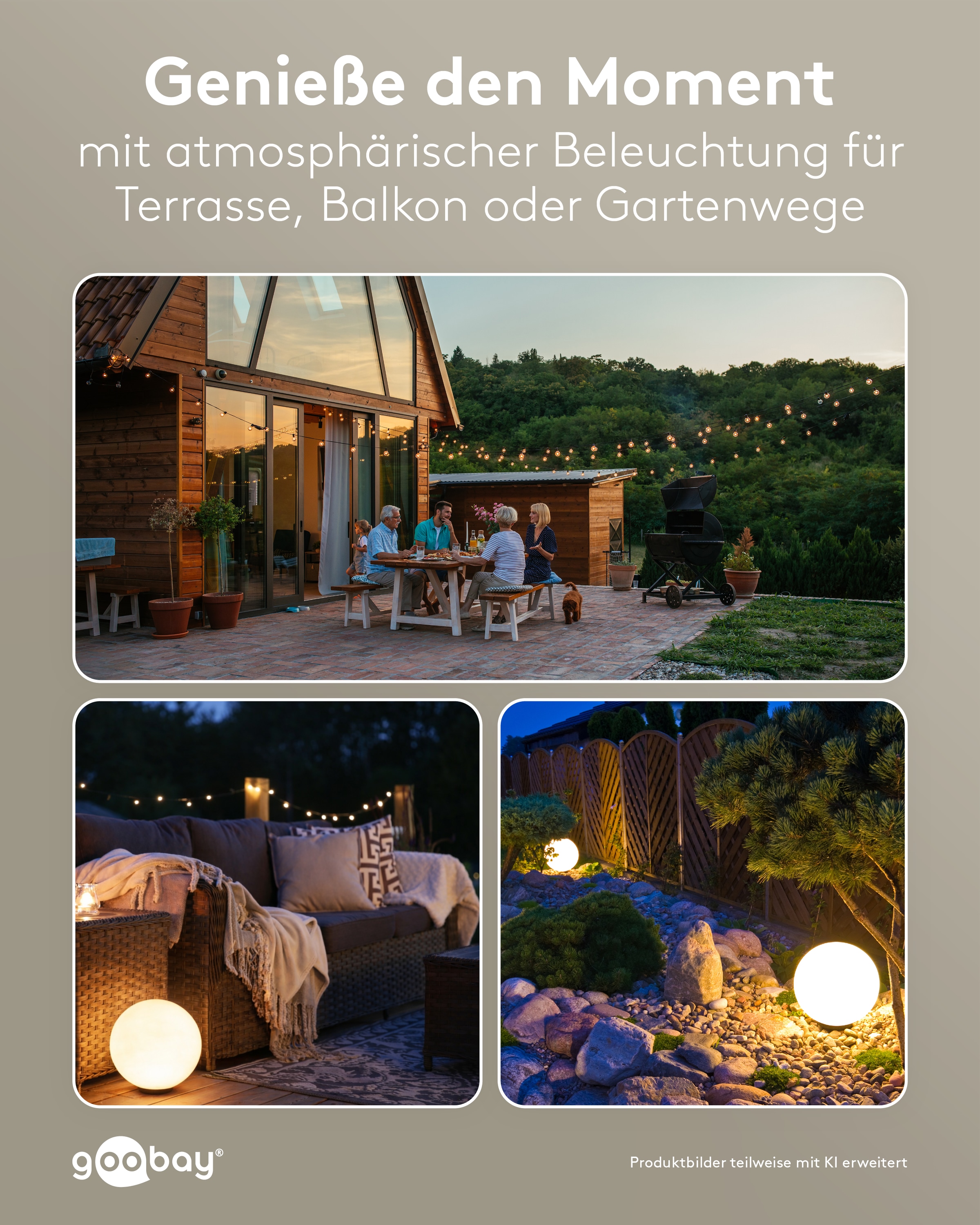 GOOBAY LED-Solar-Gartenleuchte, 35 cm, Kugel, Größe XL, RGBW GOOBAY LED-Solar-Gartenleuchte, 35 cm, Kugel, Größe XL, RGBW