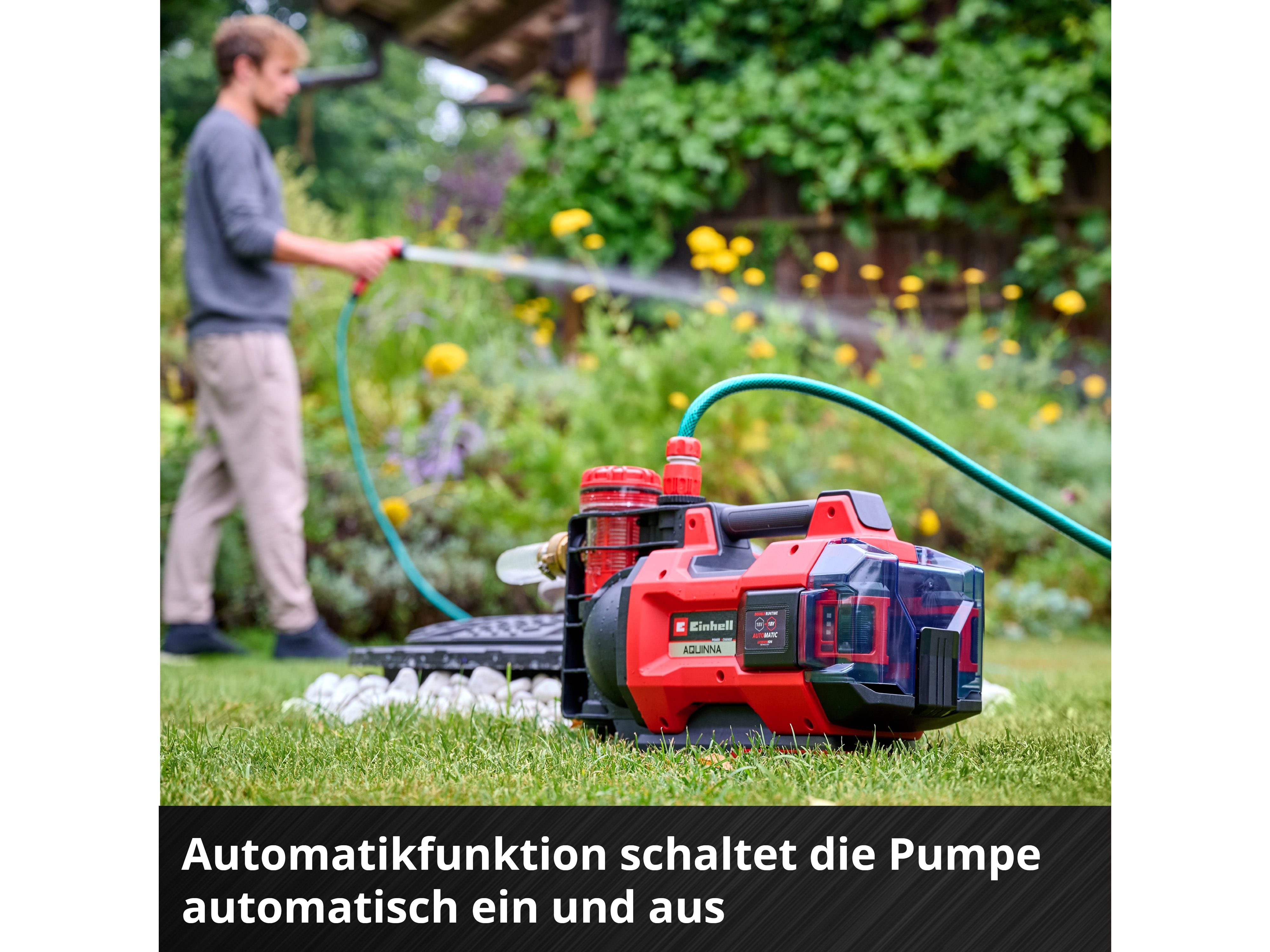 EINHELL Automatische Akku-Gartenpumpe AQUINNA 18/30 F LED AUTOMATIC, Solo