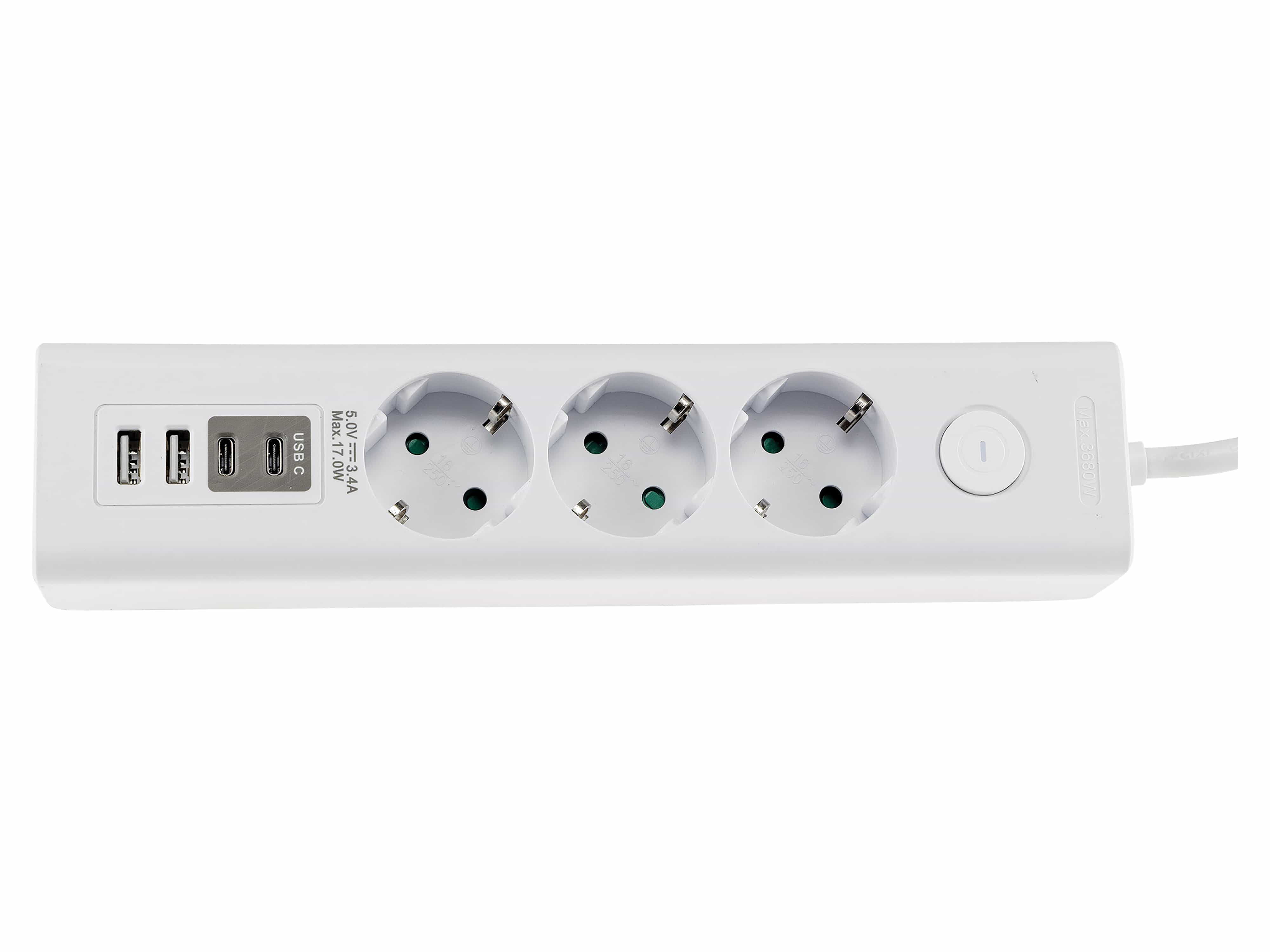 CHILITEC Steckdosenleiste, 3-fach, USB-A+C, 1,5 m Zuleitung, weiß CHILITEC Steckdosenleiste, 3-fach, USB-A+C, 1,5 m Zuleitung, weiß