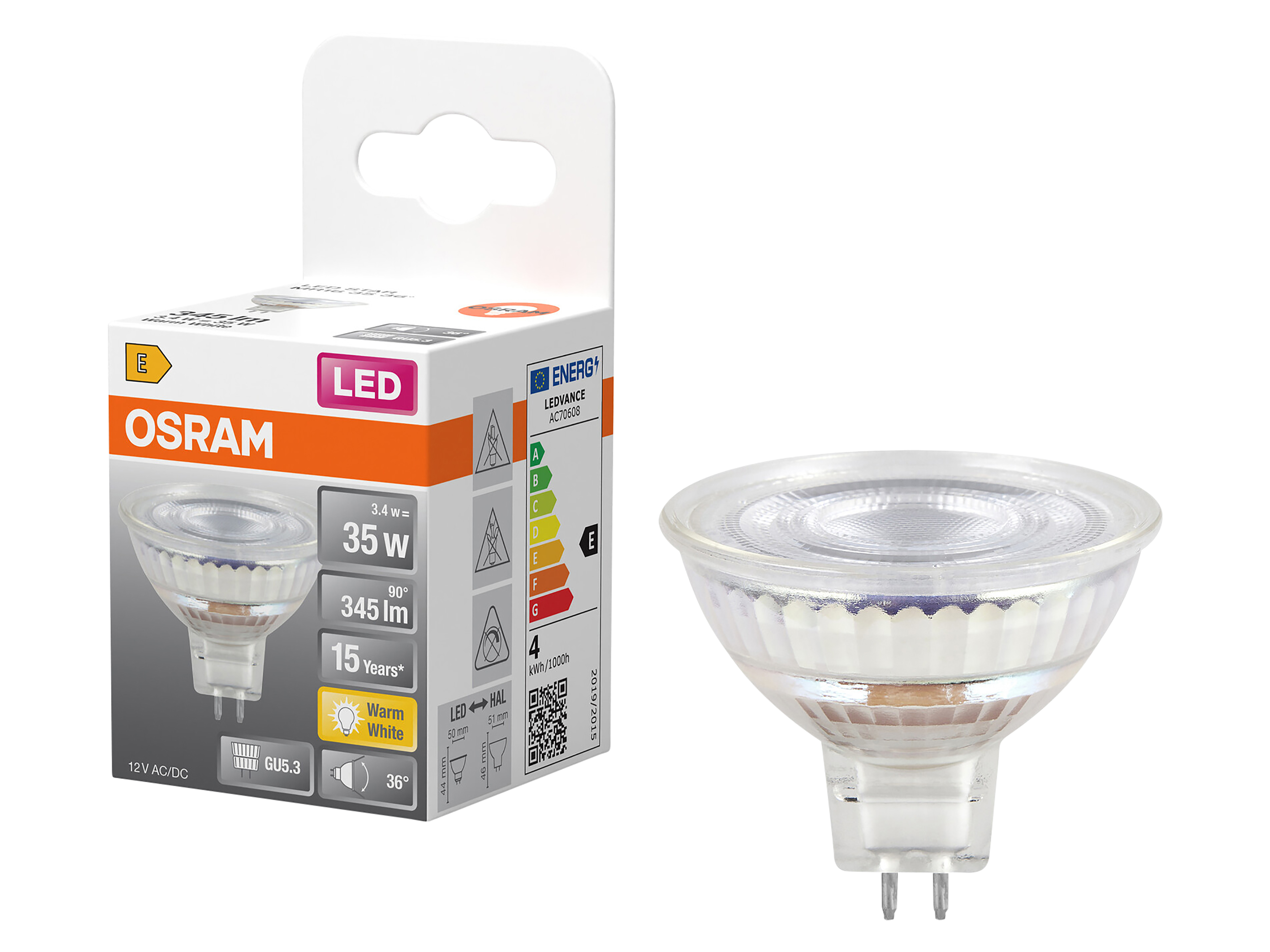 OSRAM LED-Lampe STAR, GU5.3, 3,4 W, 2700 K, EEK: E, 345 lm, IP20, warmweiß