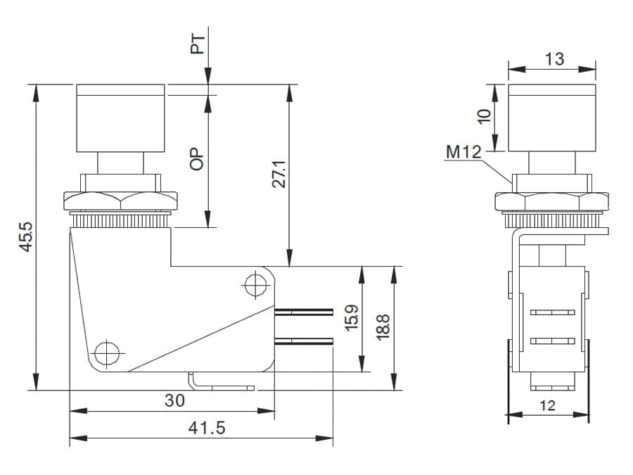Einbau-Drucktaster DS438, 7,5 A/250 V~, rot