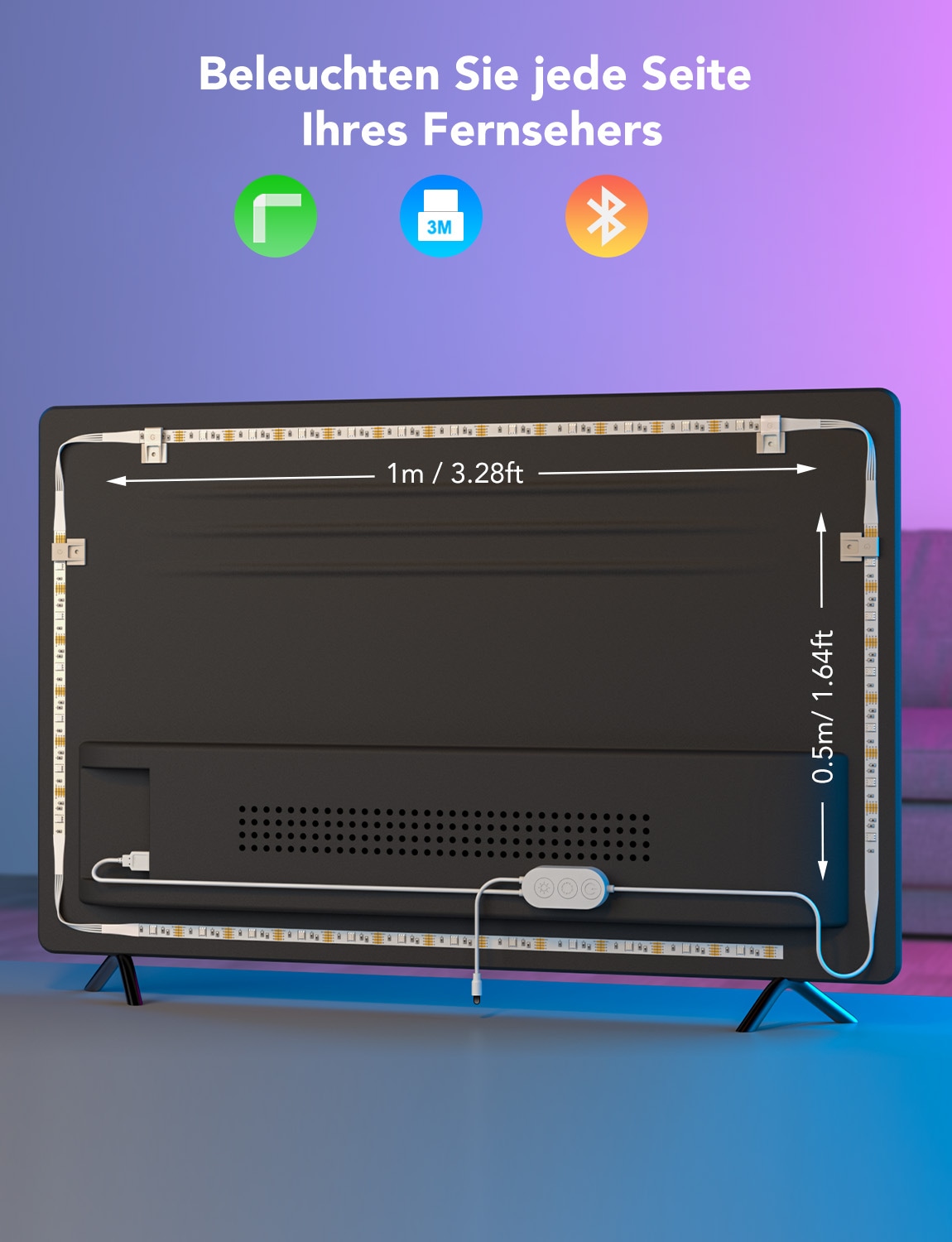 GOVEE LED-Strip Backlight für 46...60" TV, EEK: G, RGB, Bluetooth, 3 m GOVEE LED-Strip Backlight für 46...60" TV, EEK: G, RGB, Bluetooth, 3 m