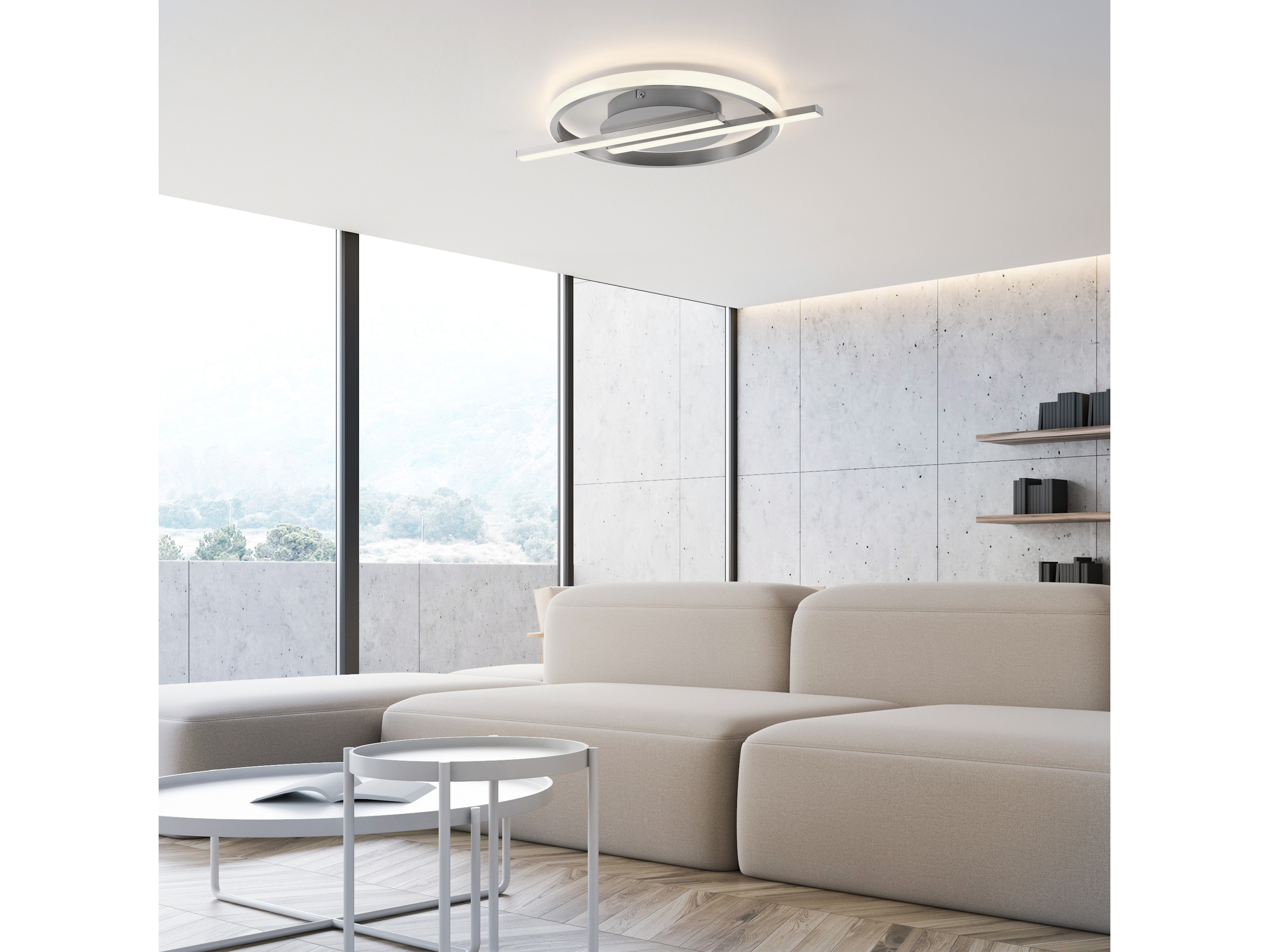 JUST LIGHT LED-Deckenleuchte 14130-55 stahl, 17,5 W, 2100 lm, 3000 K, Dimmbar