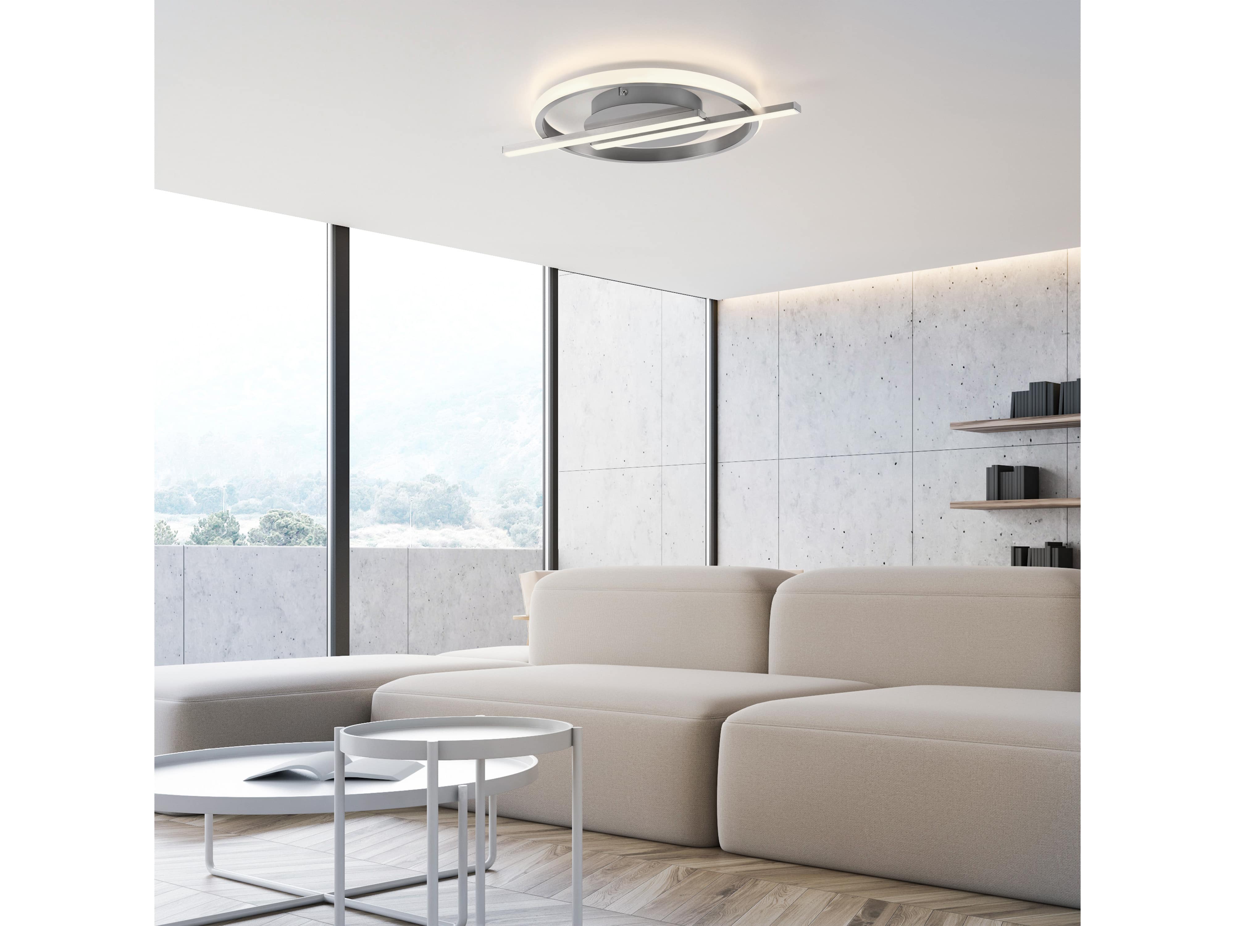 JUST LIGHT LED-Deckenleuchte 14130-55 stahl, 17,5 W, 2100 lm, 3000 K, Dimmbar