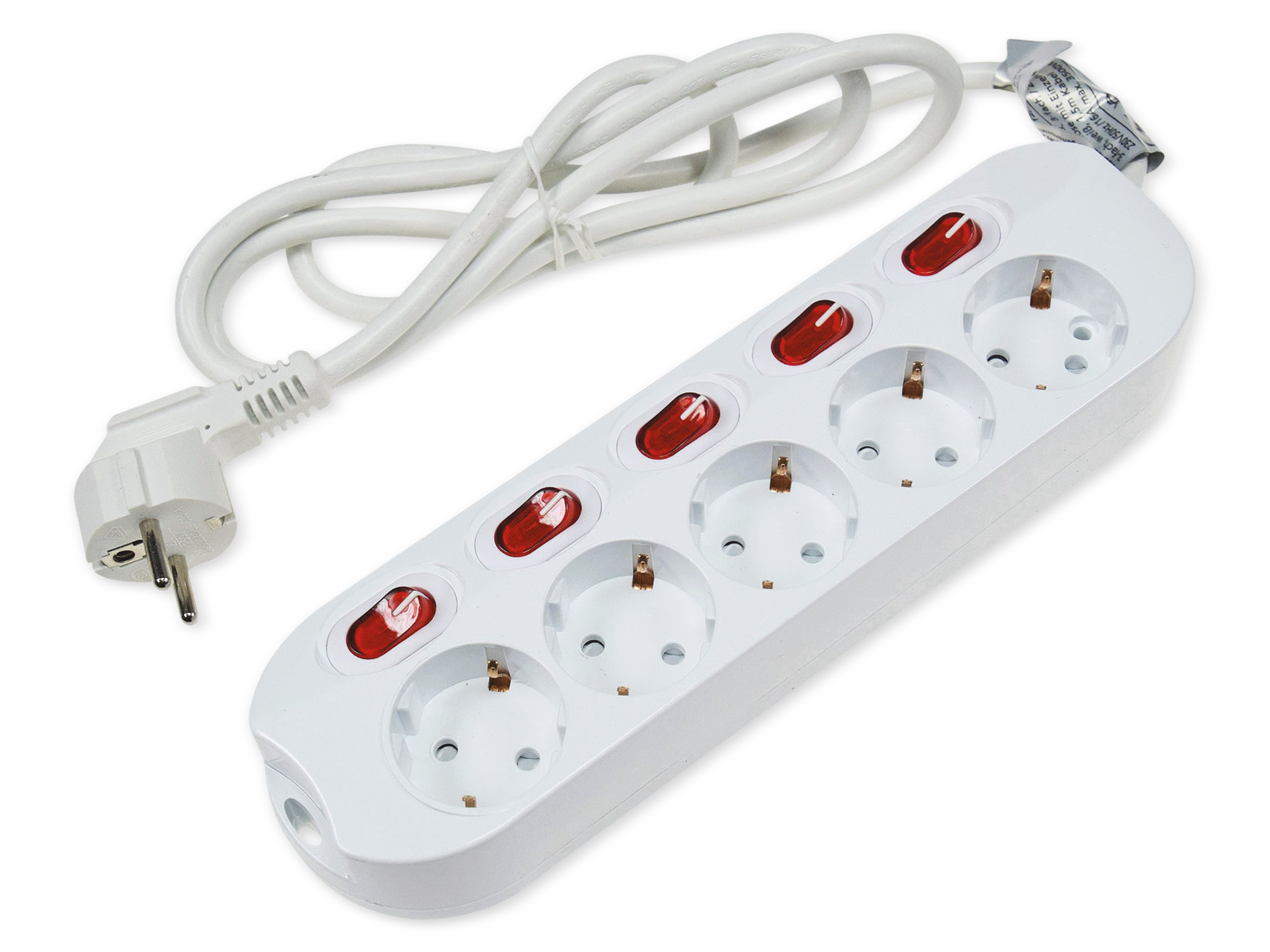 CHILITEC Steckdosenleiste, 5-fach, Einzelschaltung, 1,5 m Zuleitung, weiß