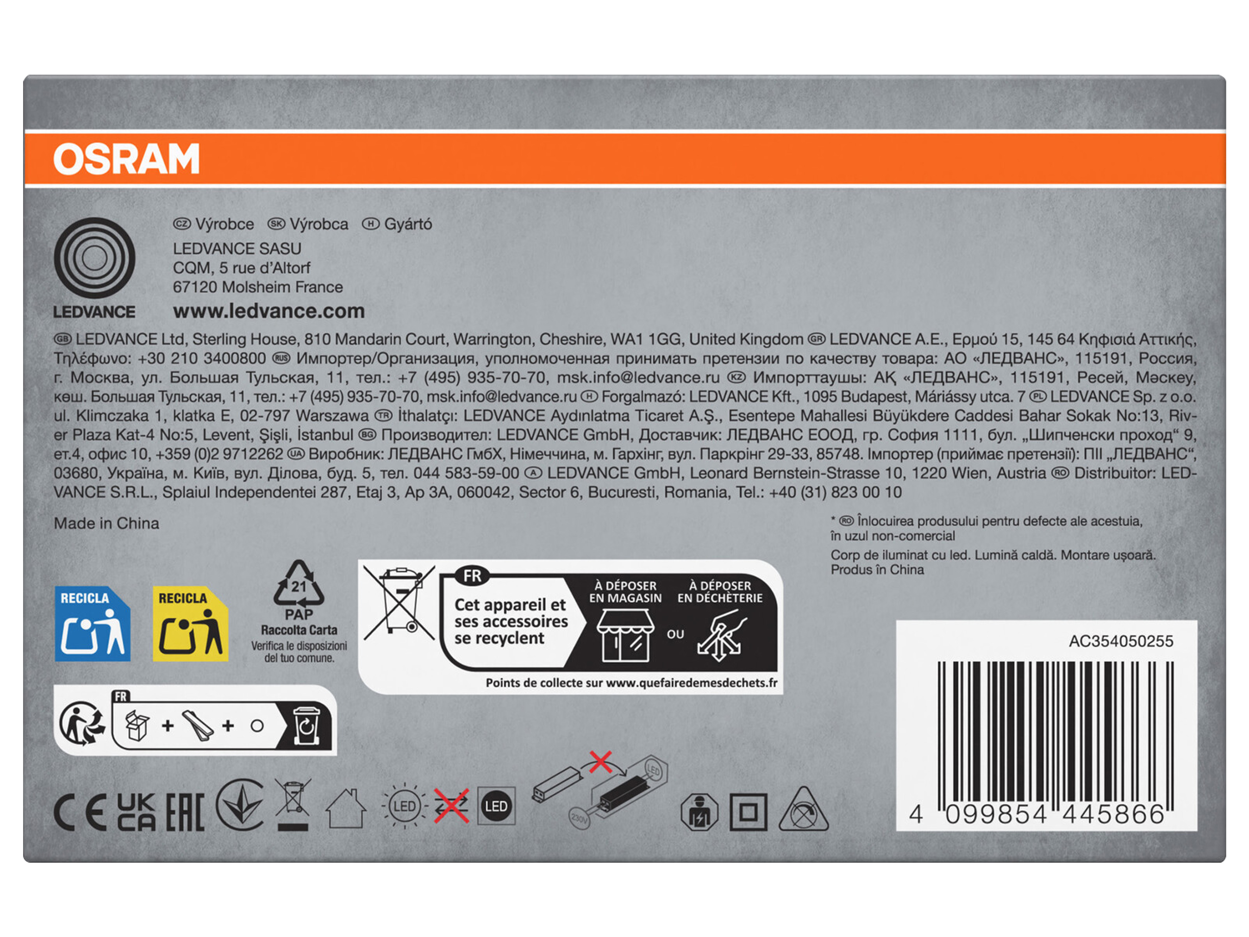 OSRAM LED-Einbauleuchte, ultra slim, 4,5W, 720 lm, 3000K, IP20, warmweiß, Ø 85 mm, 3 Stück