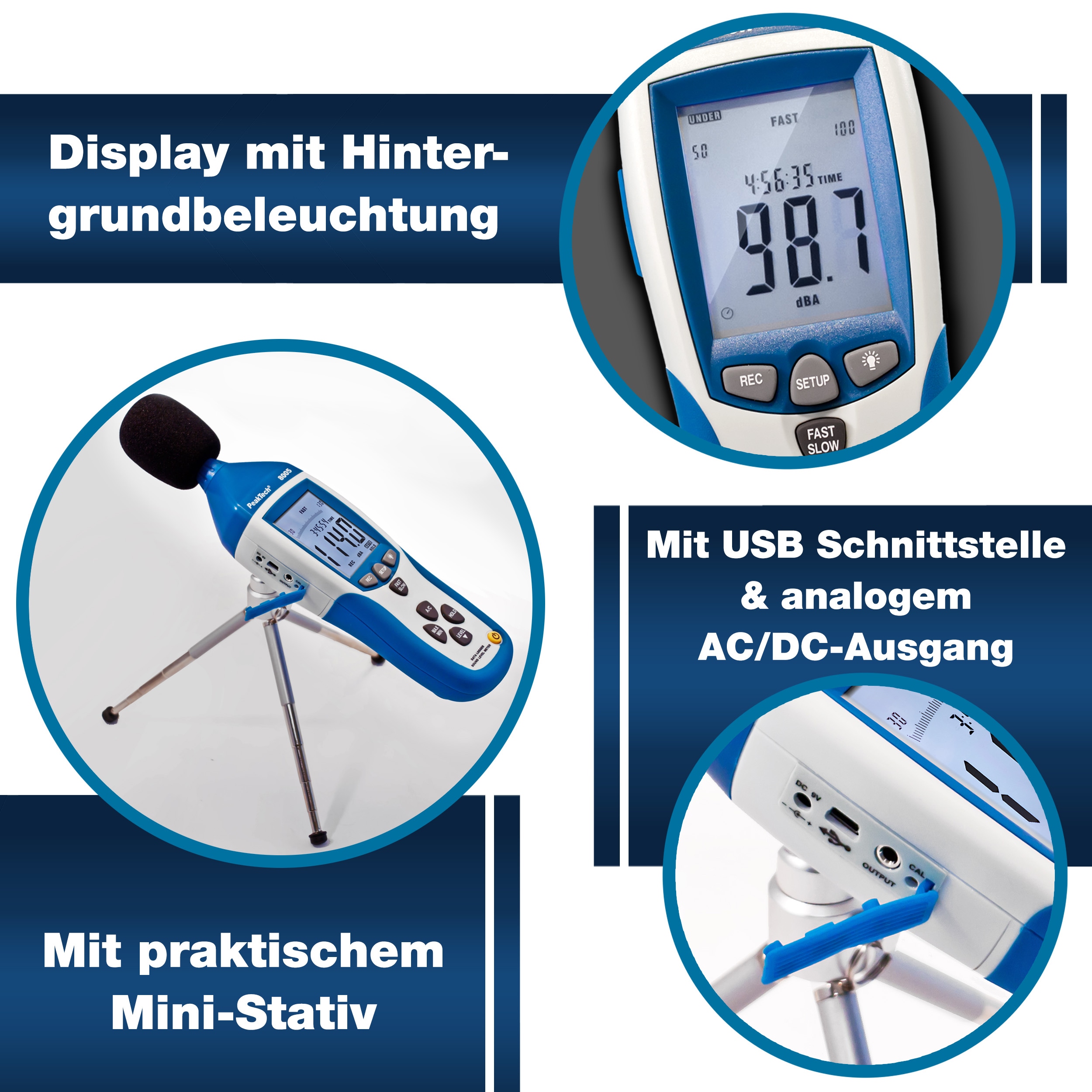 PEAKTECH Schallpegelmessgerät, P 8005, mit Datenlogger