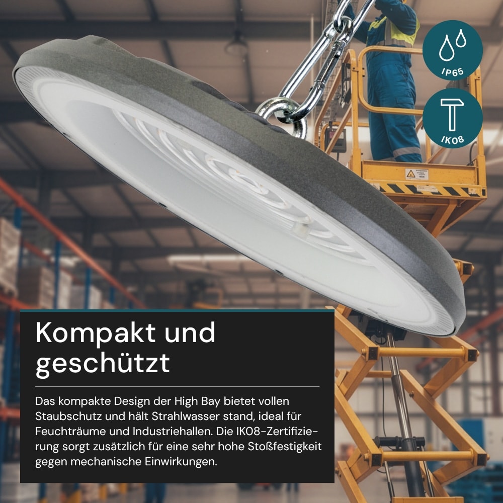 LUXULA LED-Hallenleuchte LX500137, HighBay, UFO, 200W, 20000lm, CCT, IP65