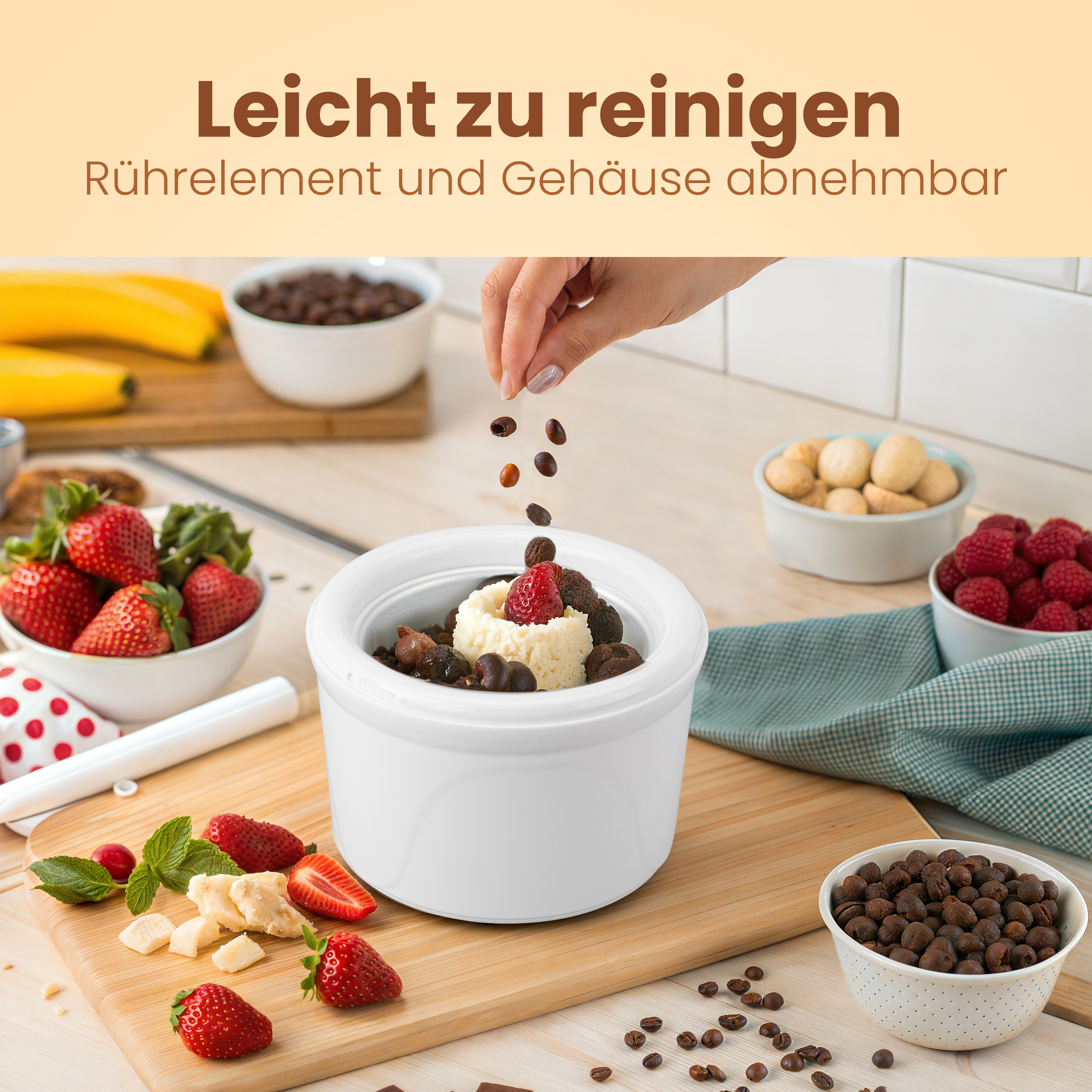 CLATRONIC Eismaschine ICM 3764, 1,5L, mit Kältespeicher, inkl. Rezepten