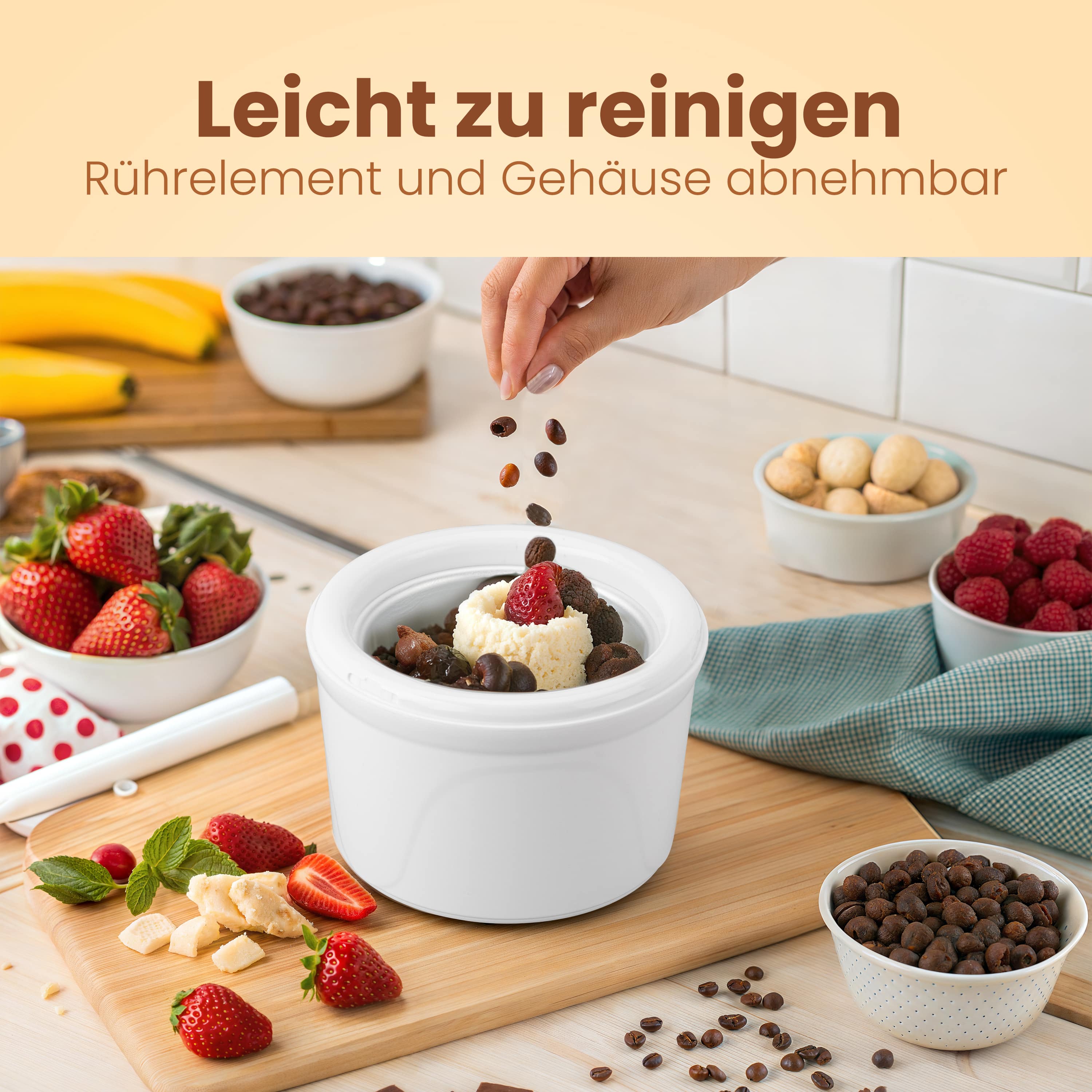 CLATRONIC Eismaschine ICM 3764, 1,5L, mit Kältespeicher, inkl. Rezepten