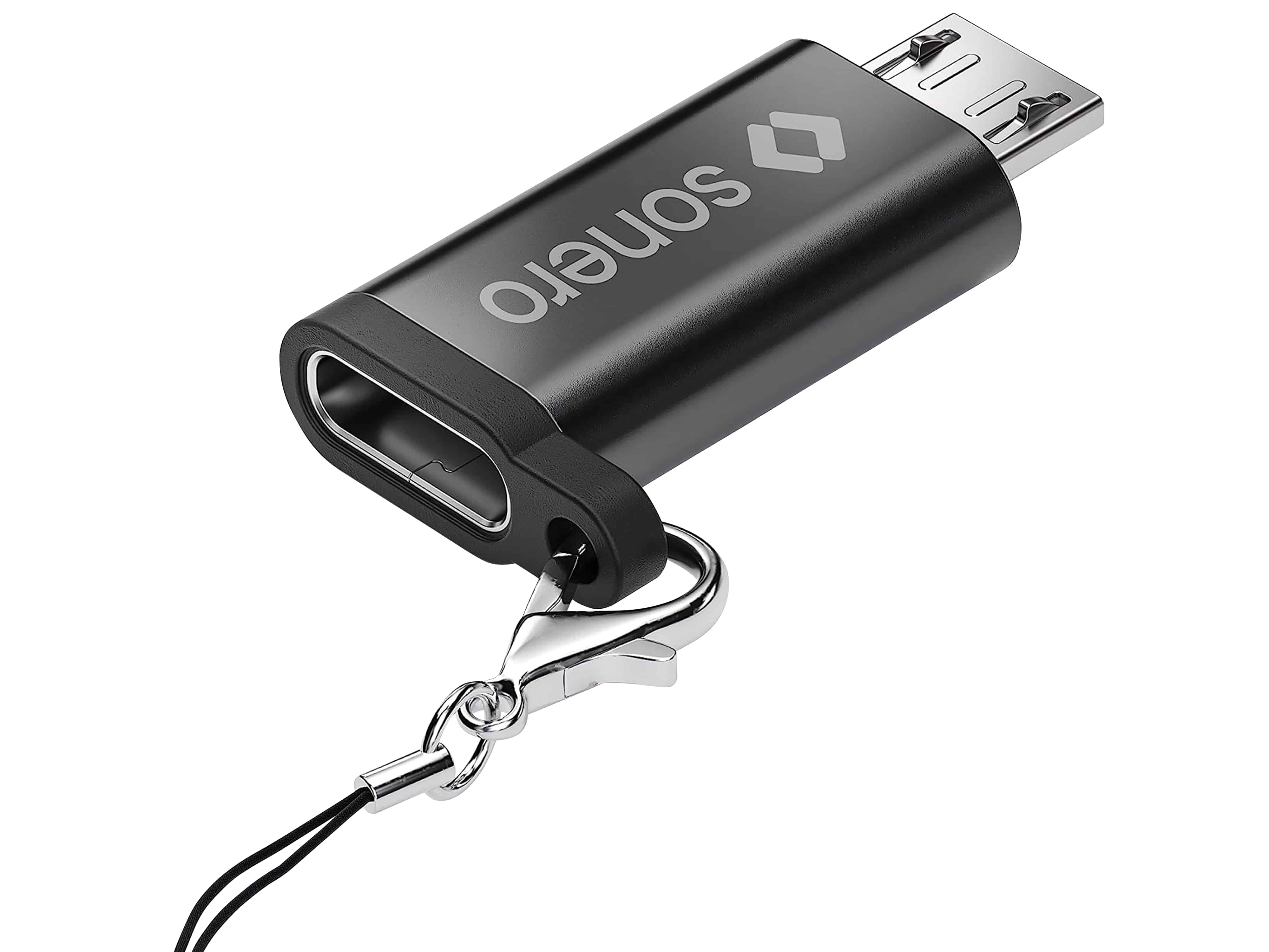 SONERO USB-Adapter OTG, Micro-USB auf USB-C Buchse, alu/schwarz