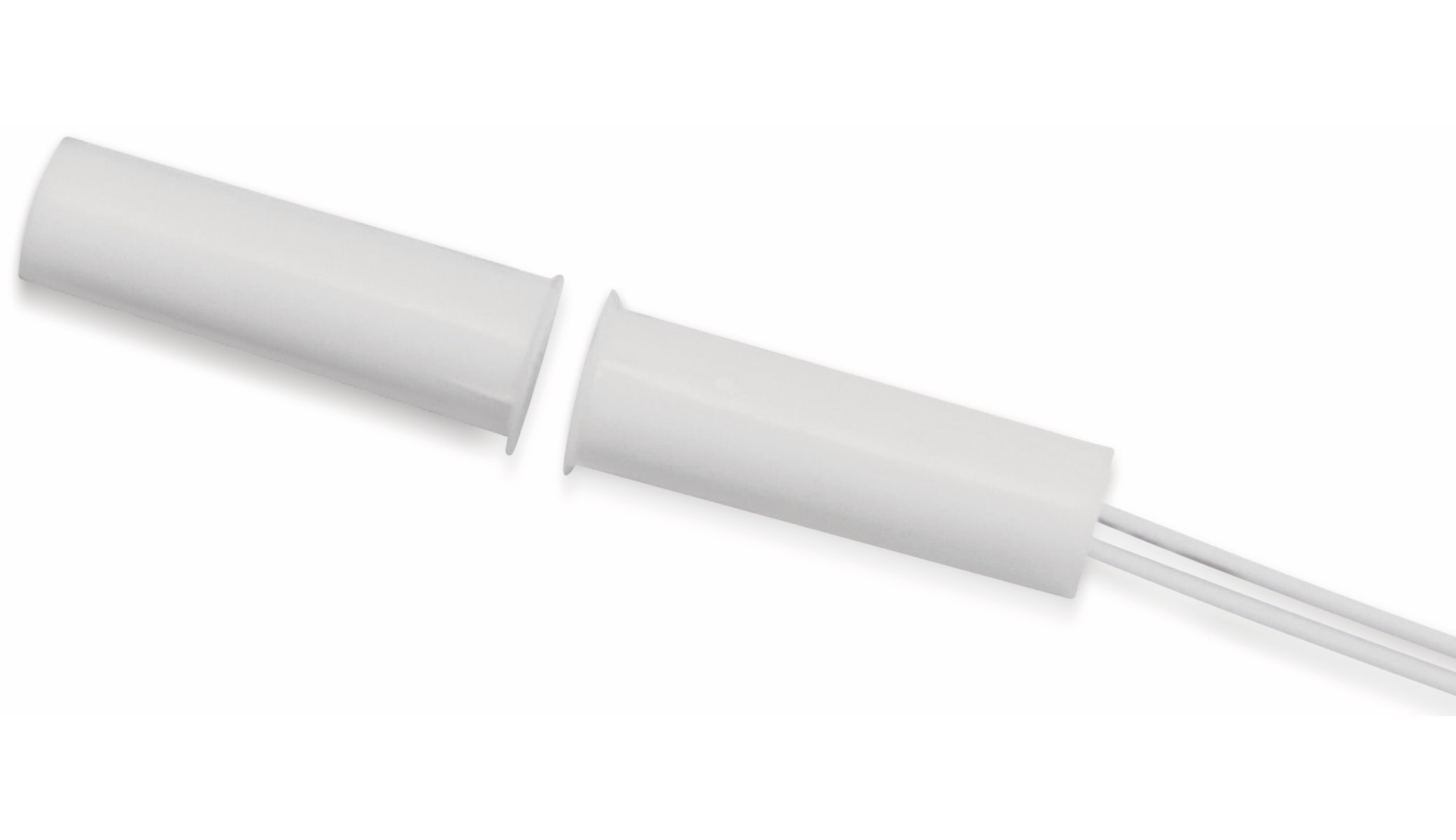 Tür-Fenster- Einlaßkontakt, 30 V/10 W, Ø10x33 mm, Weiß, Kunststoff Tür-Fenster- Einlaßkontakt, 30 V/10 W, Ø10x33 mm, Weiß, Kunststoff