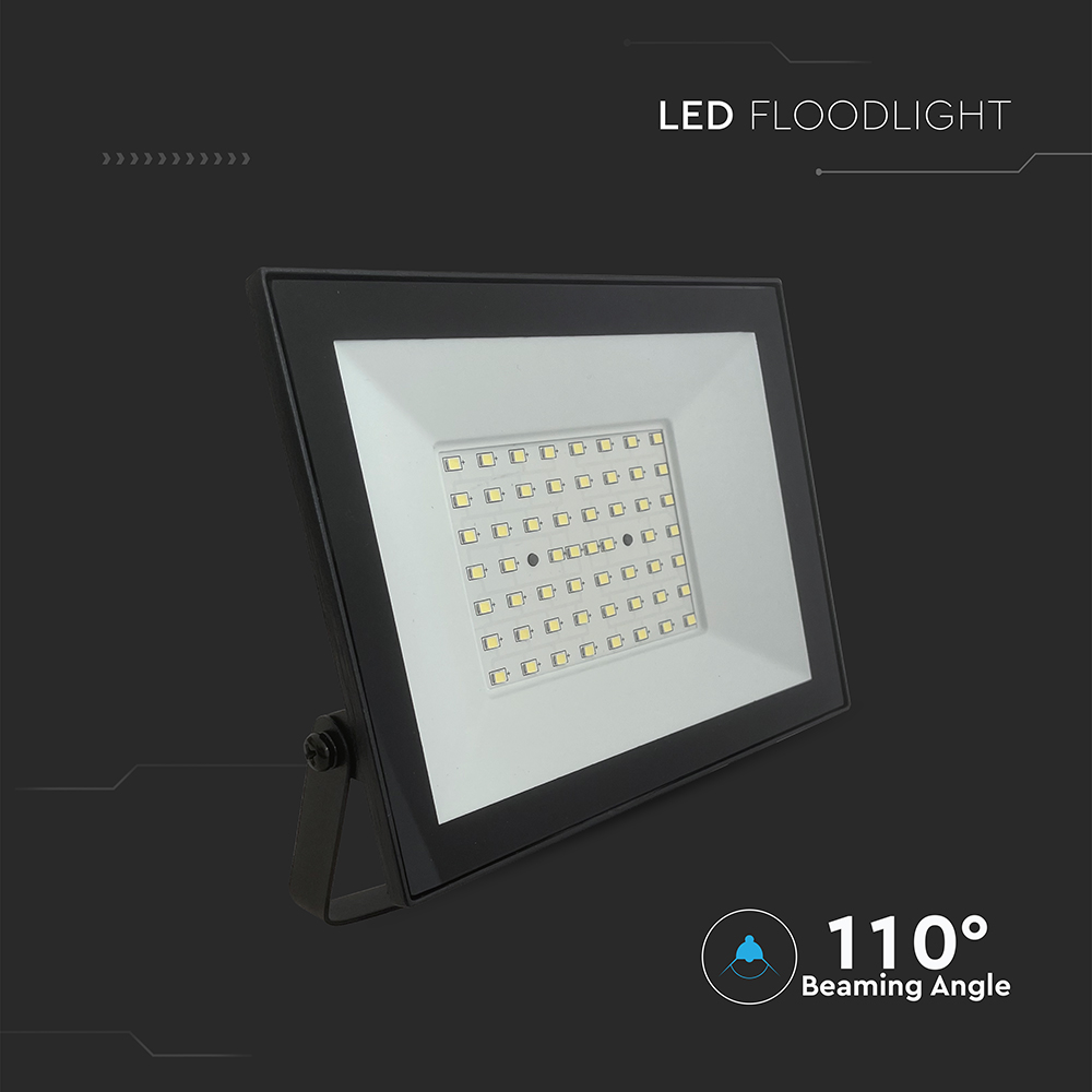 V-TAC LED-Fluter, VT-44054, 50 W, 6500K, EEK: F, 4000 lm, kaltweiß, IP65, schwarz