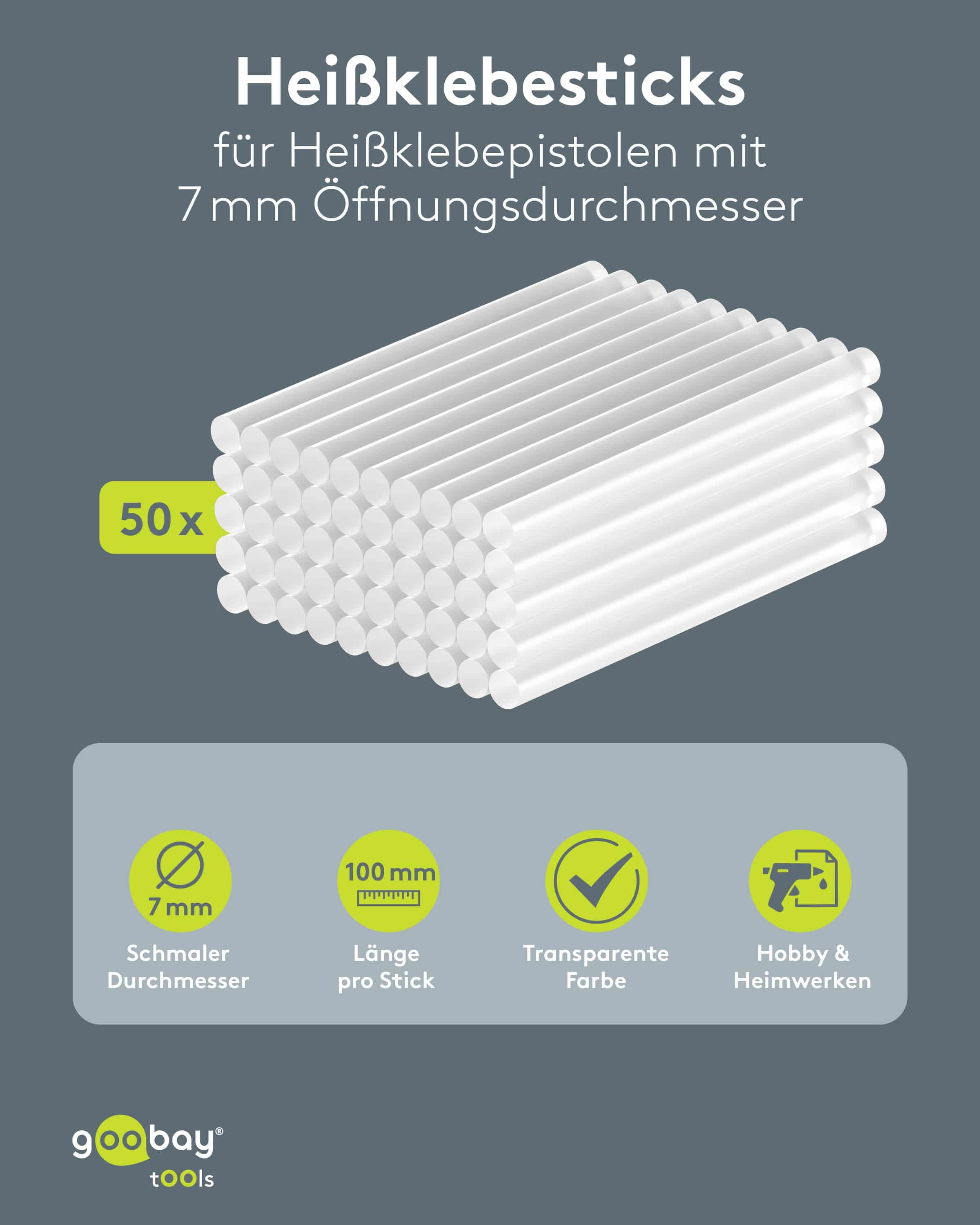 GOOBAY TOOLS Heißklebesticks, 77851, 7 mm, 50 Stück
